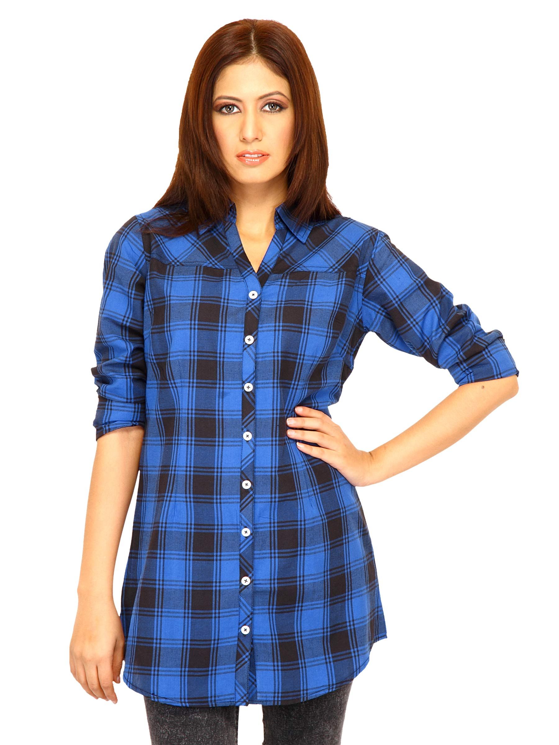 Jealous 21 Women Check Blue Shirt