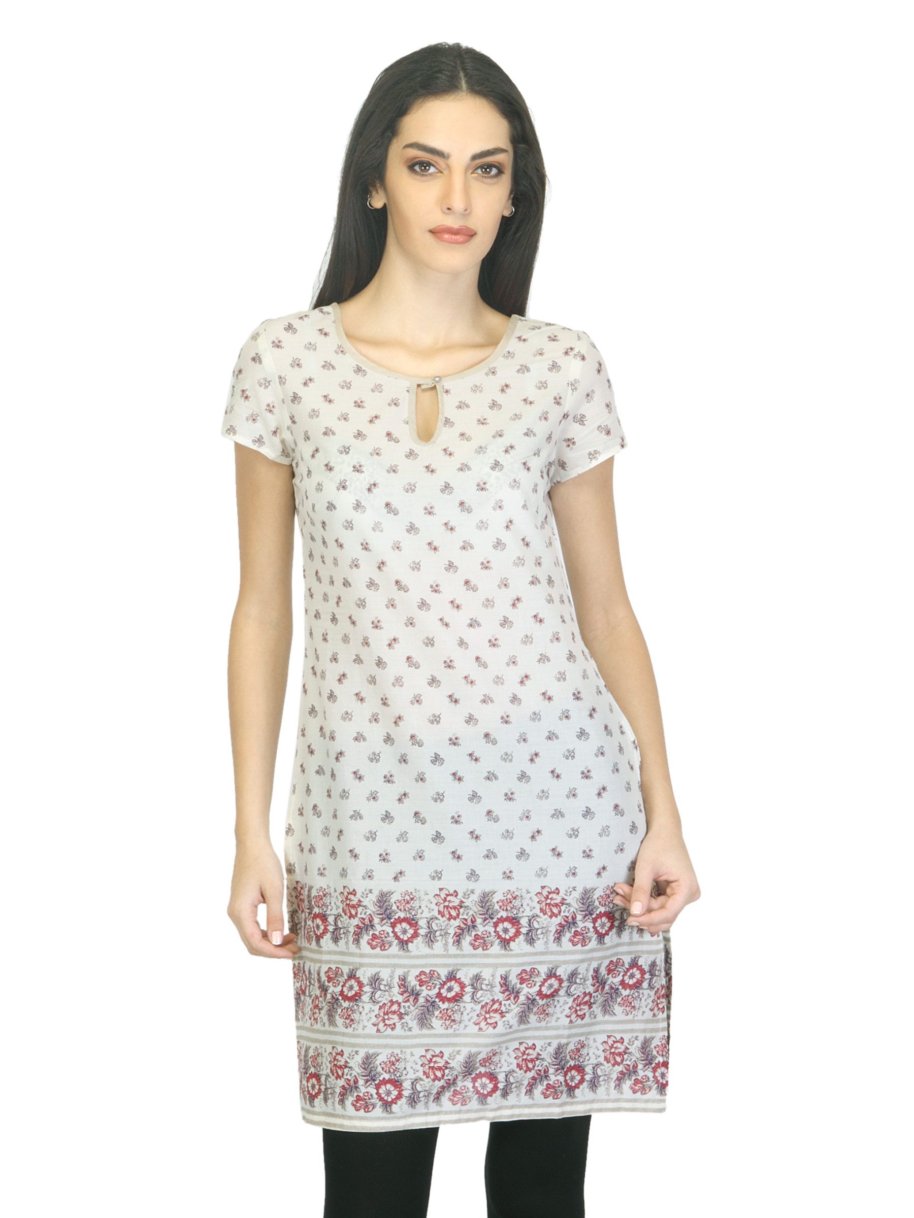 W Women Printed Cream Kurta