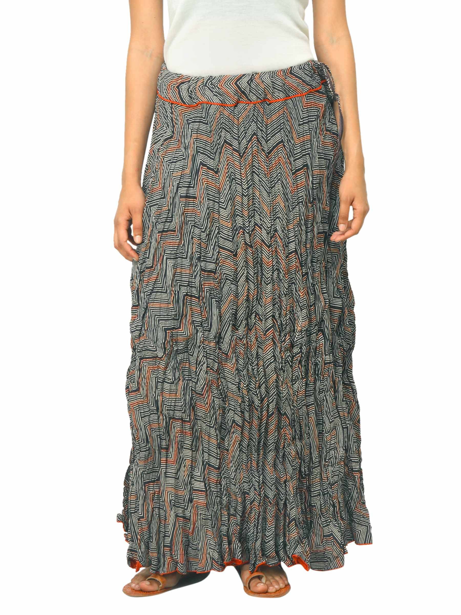 Fabindia Women Printed Black Ghera Skirt