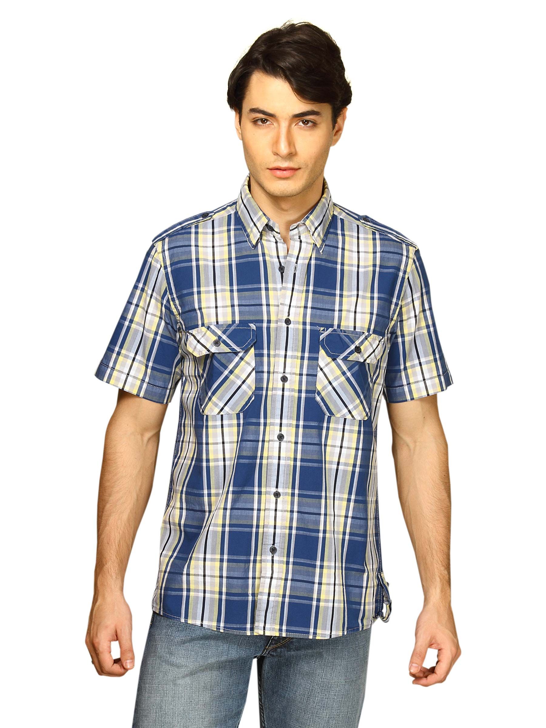 Indigo Nation Men Blue Check Shirt