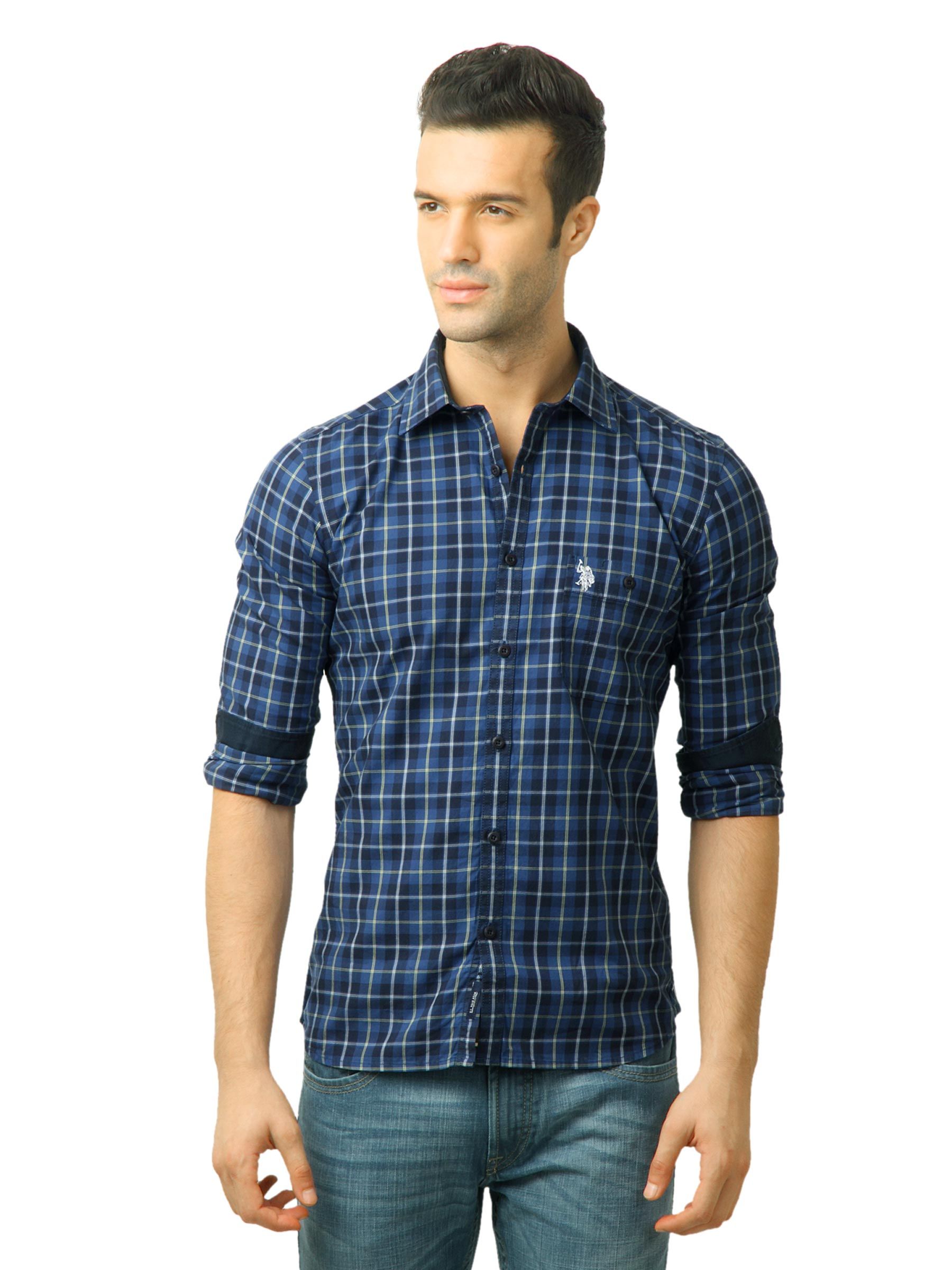 U.S. Polo Assn. Men Checks Blue Shirt