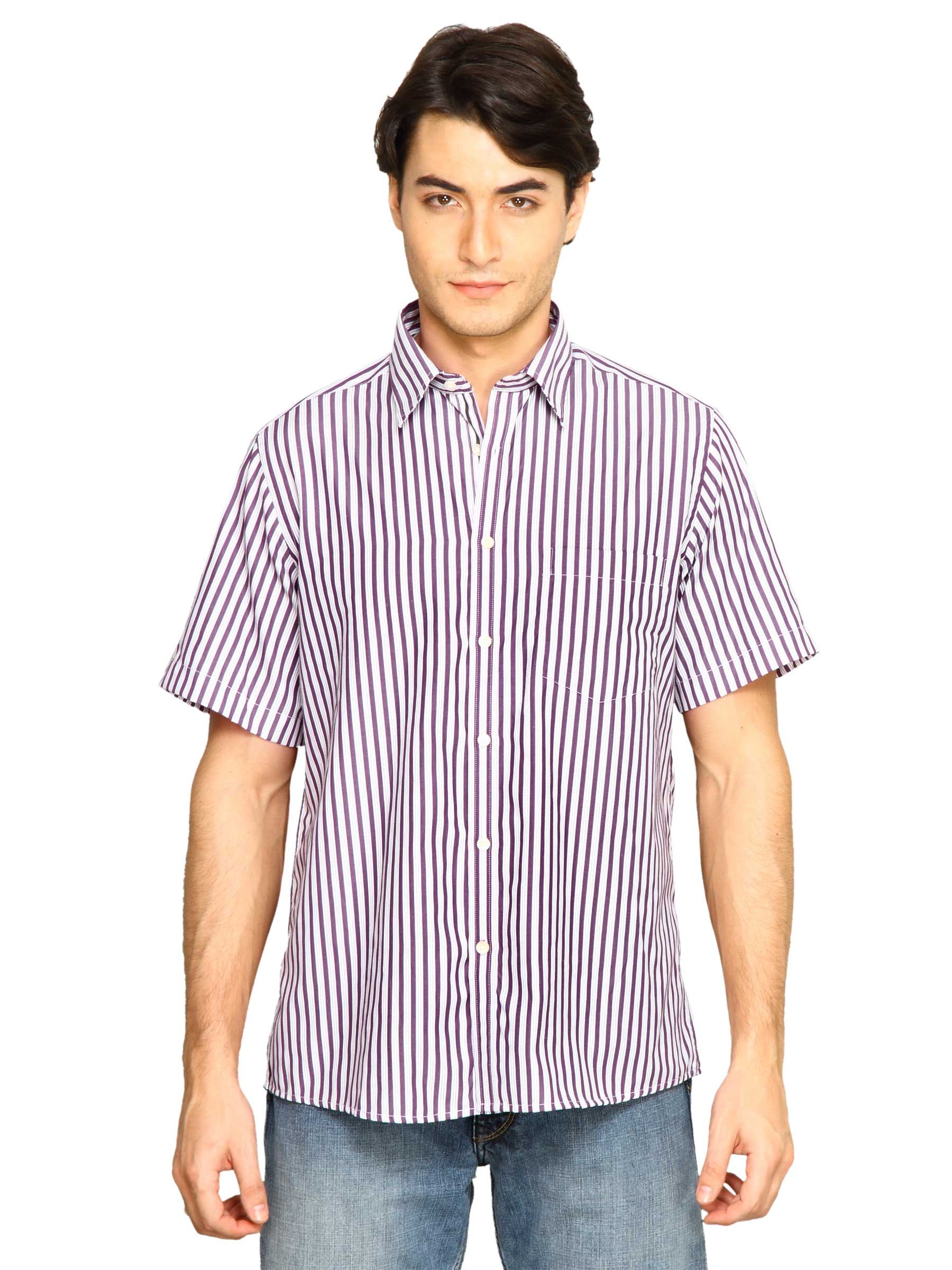 Indigo Nation Men Stripes Shirt Purple Shirts