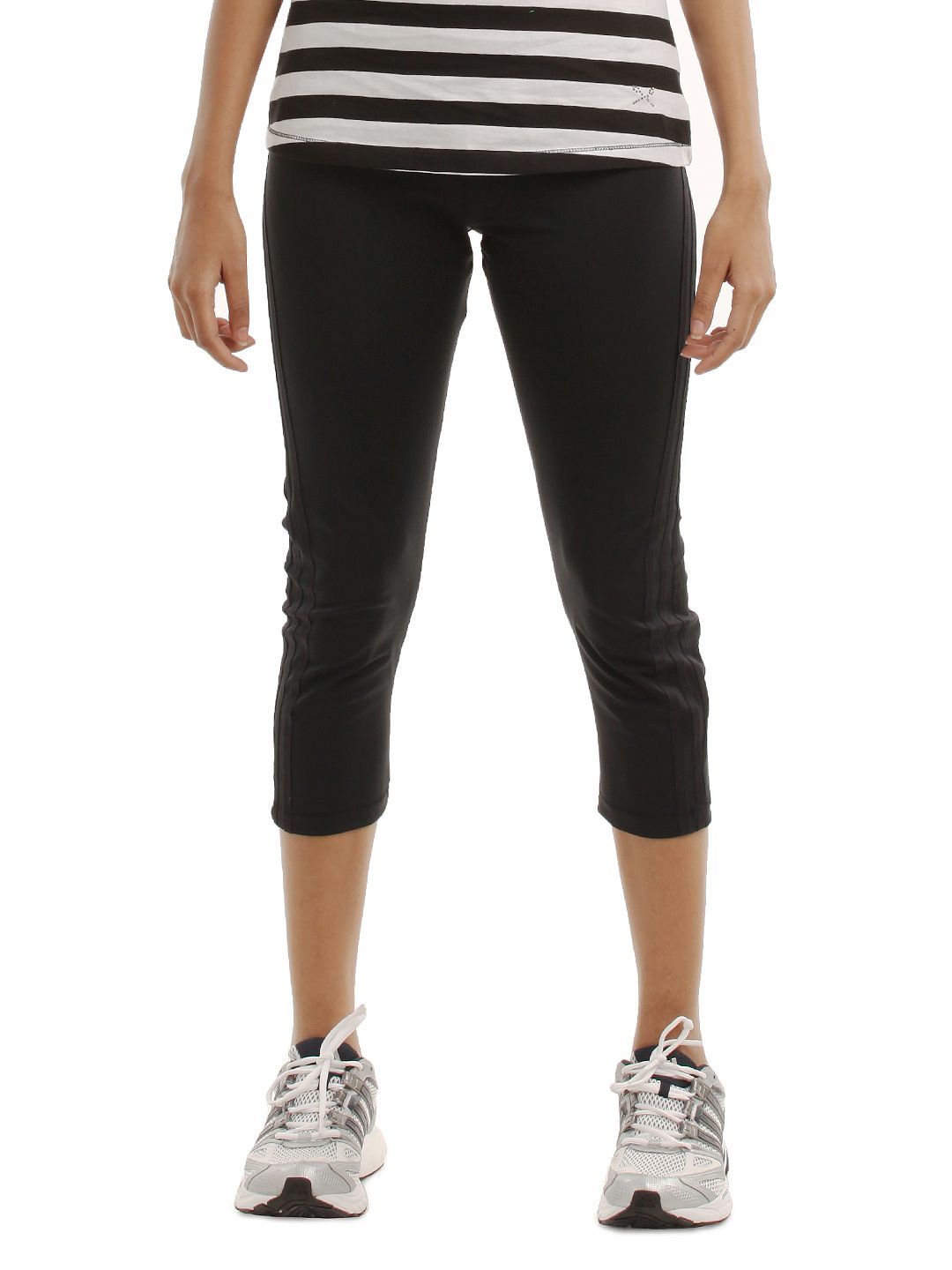 ADIDAS Women Black Silver Tights Capri