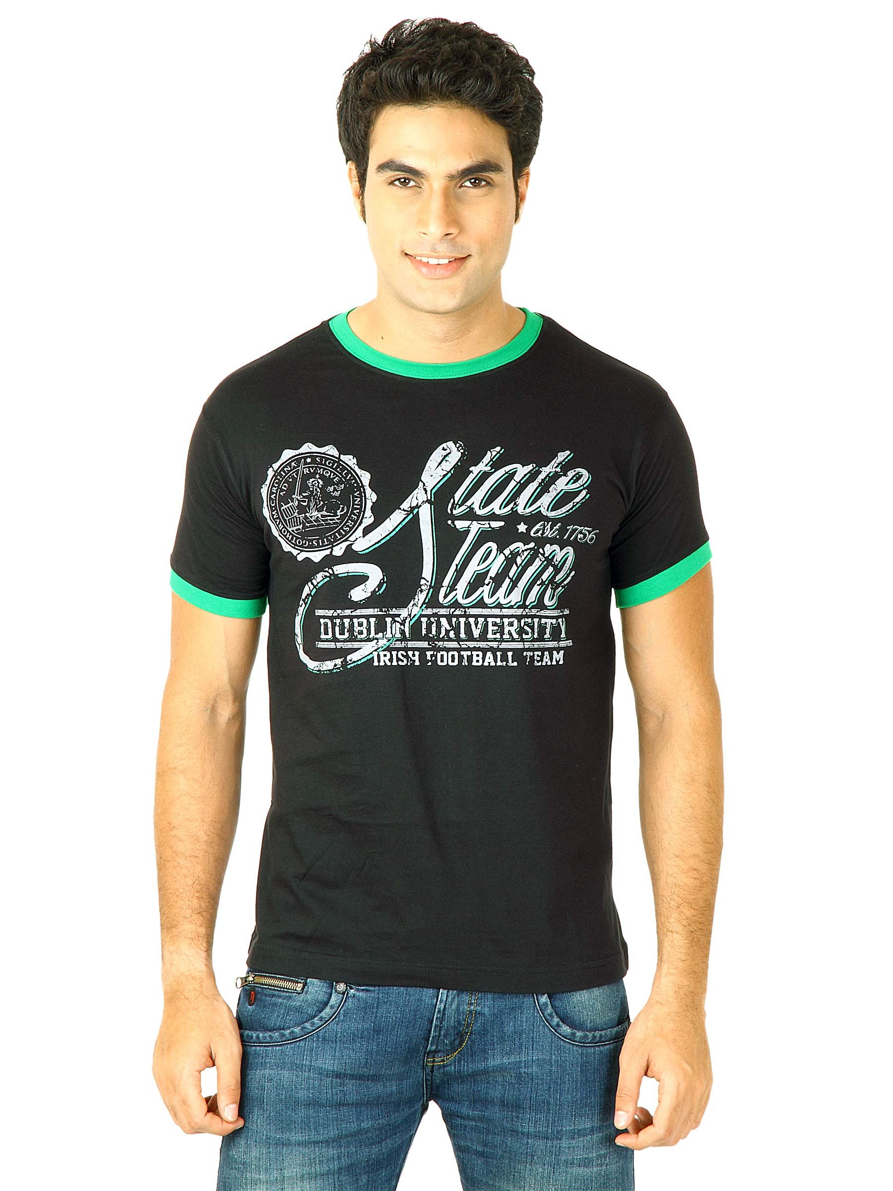 Locomotive Men Solid Lander Black T-Shirts