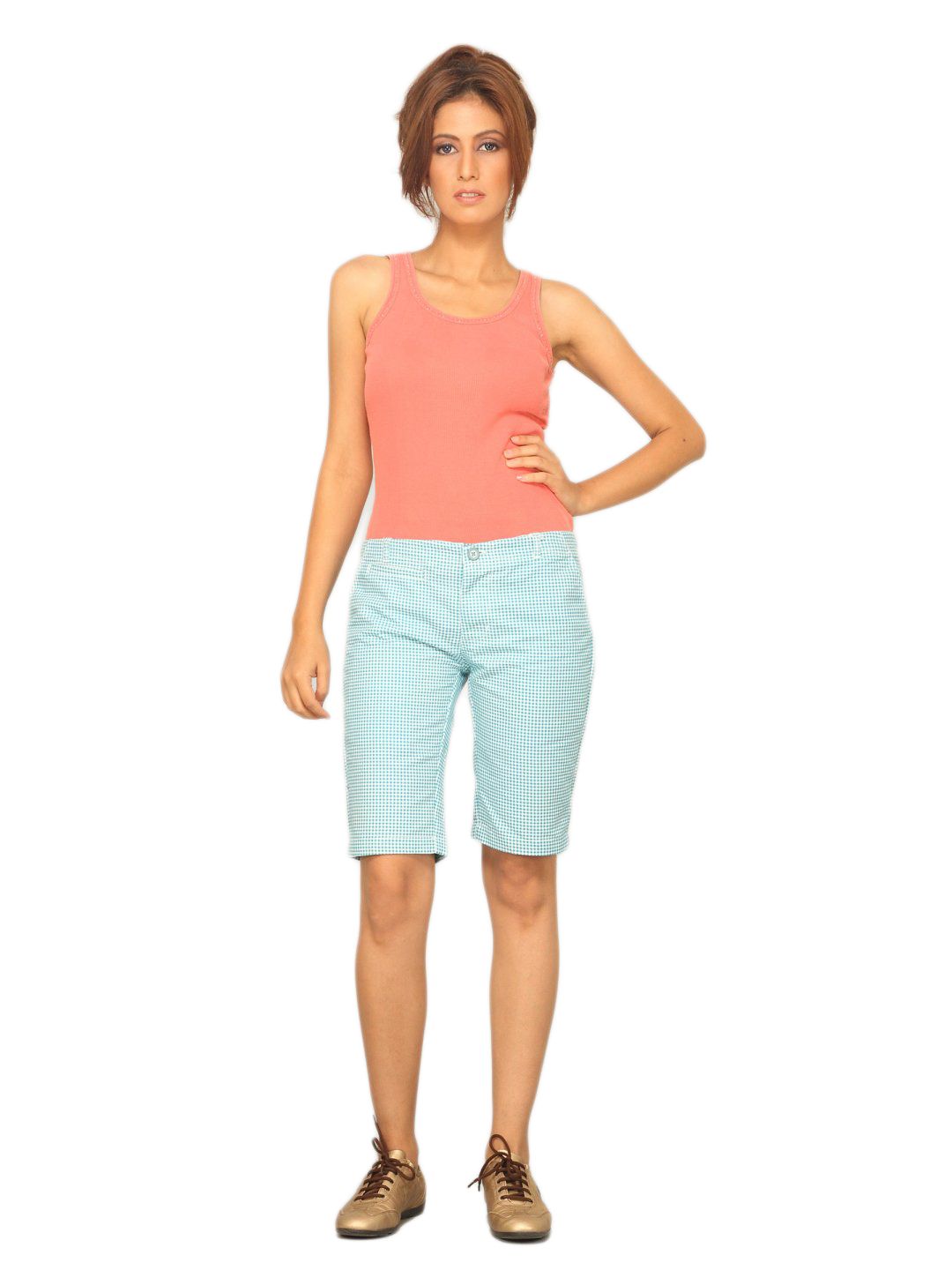 Jealous 21 Women's Blue White Checkered Short