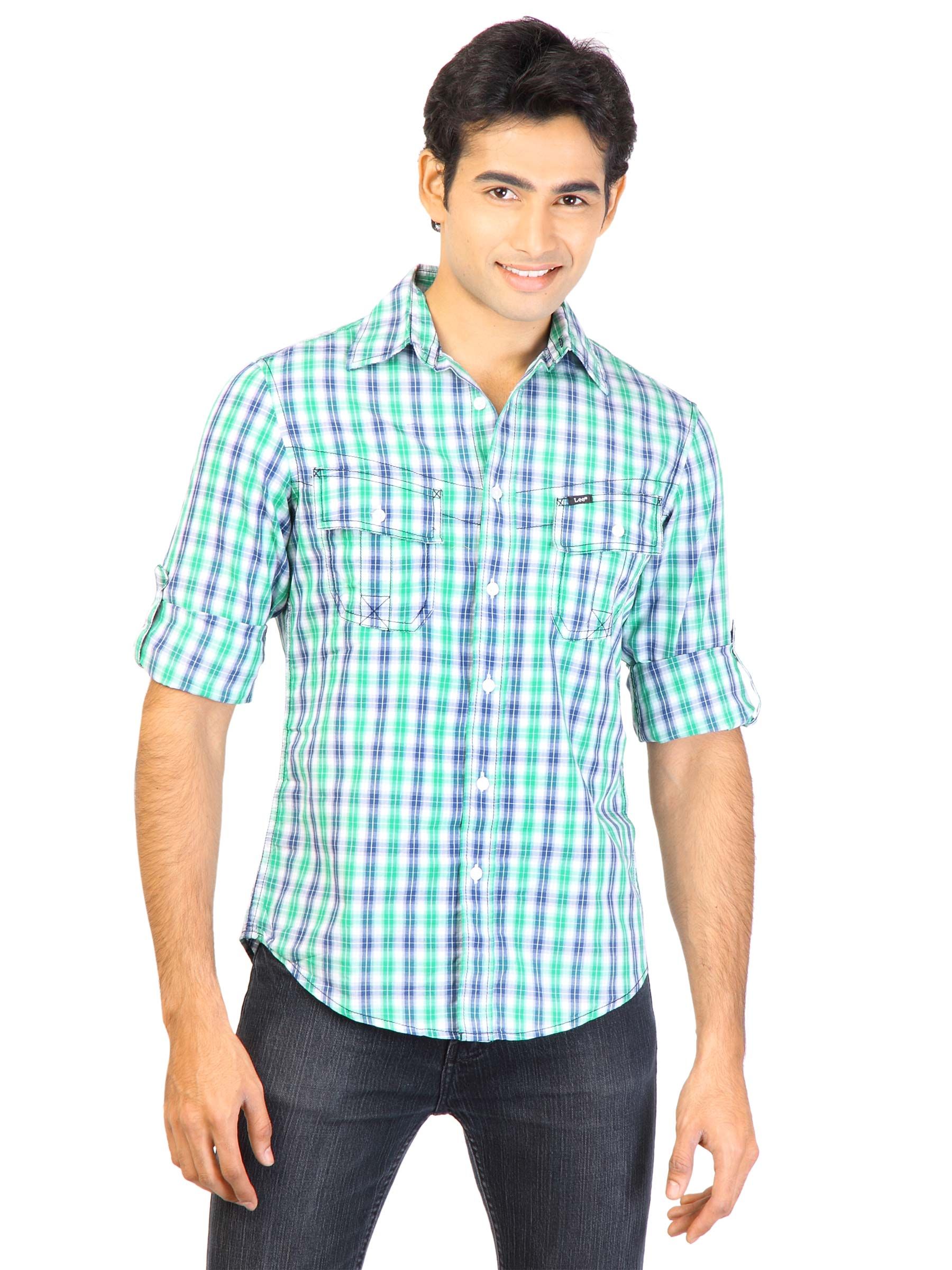 Lee Men Check Green Shirts