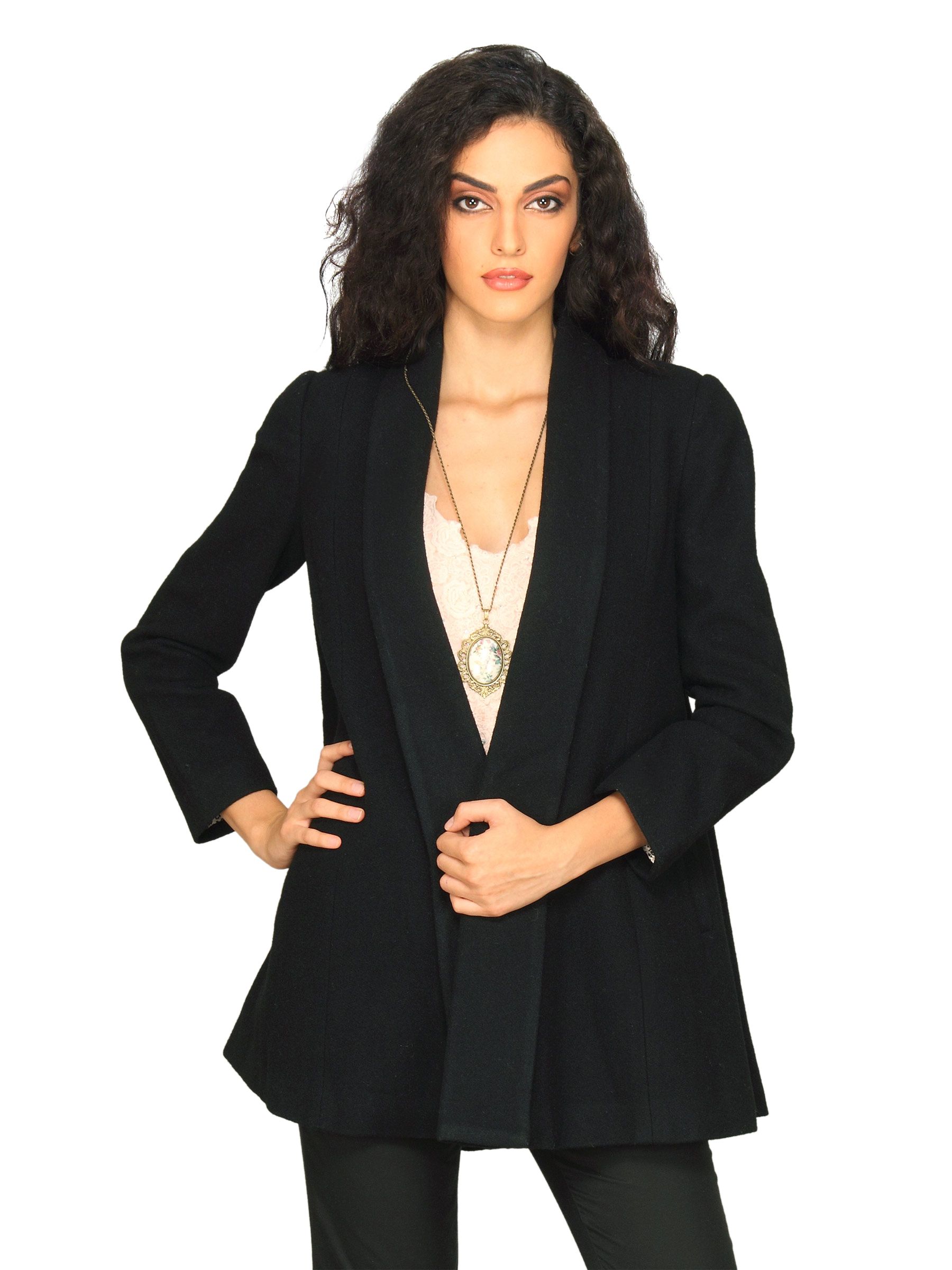 Forever New Women Long Black Jacket