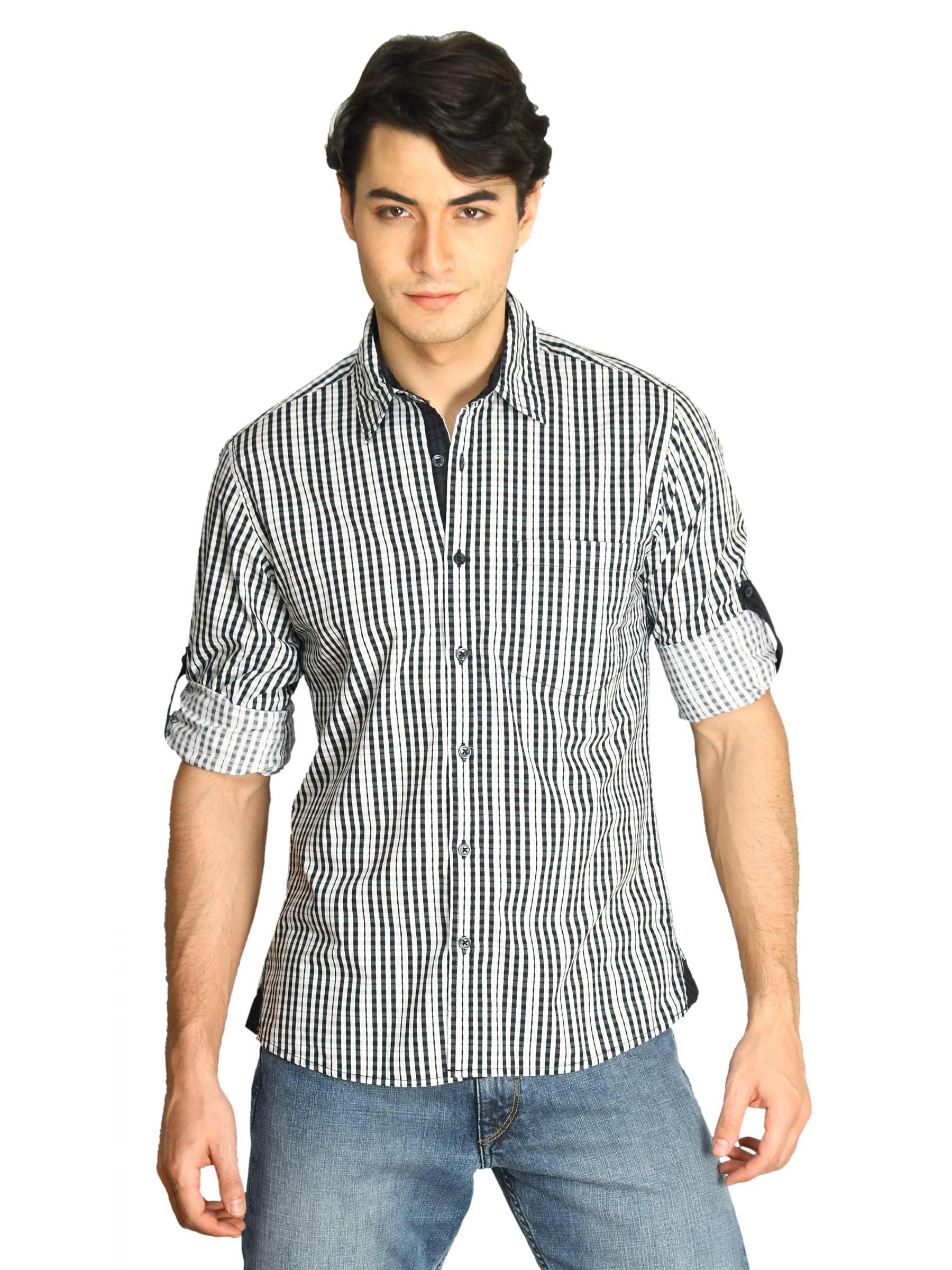 Indigo Nation Men Checks Shirt Black Shirts