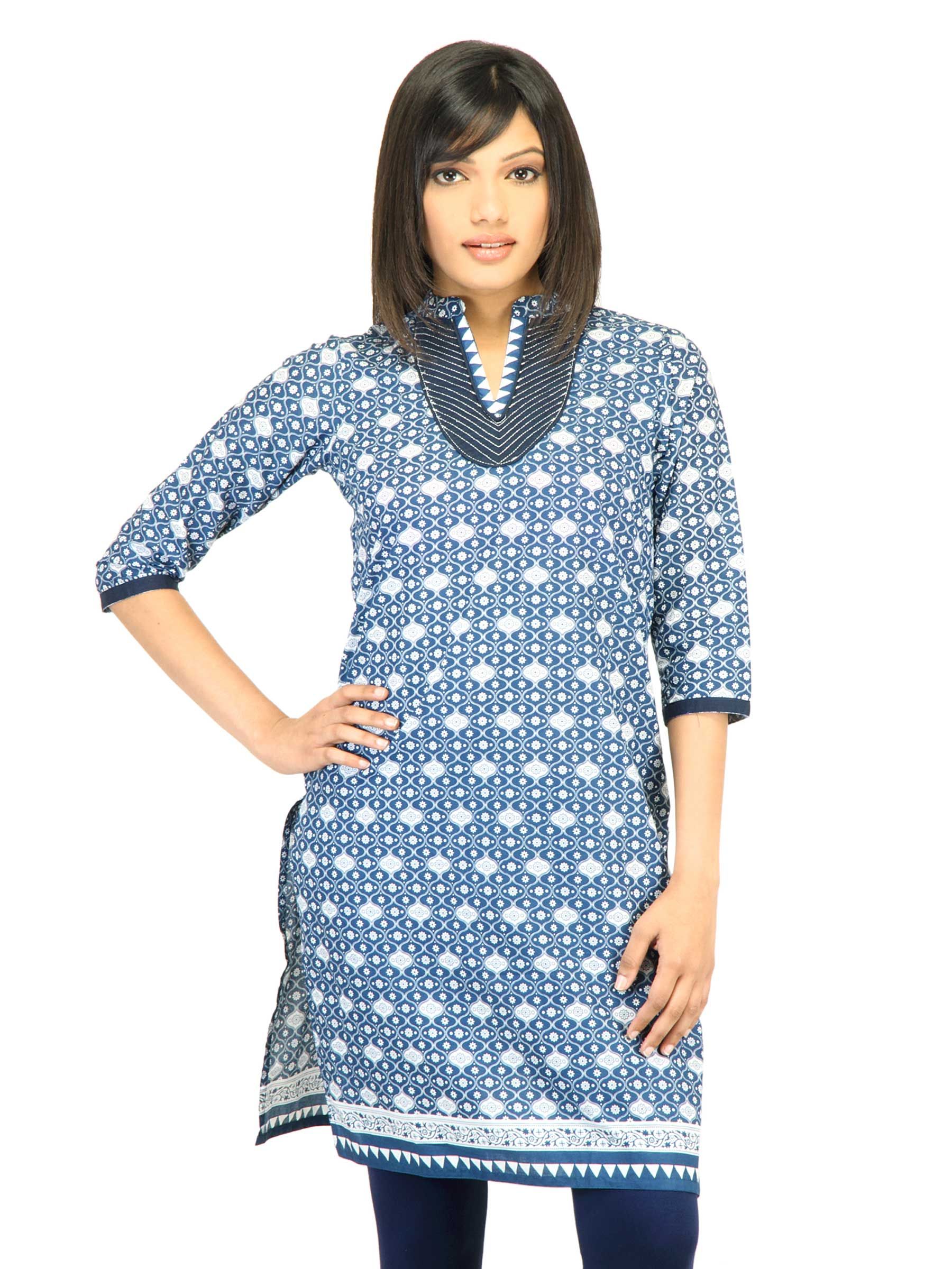 Vishudh Women Printed Blue Kurta