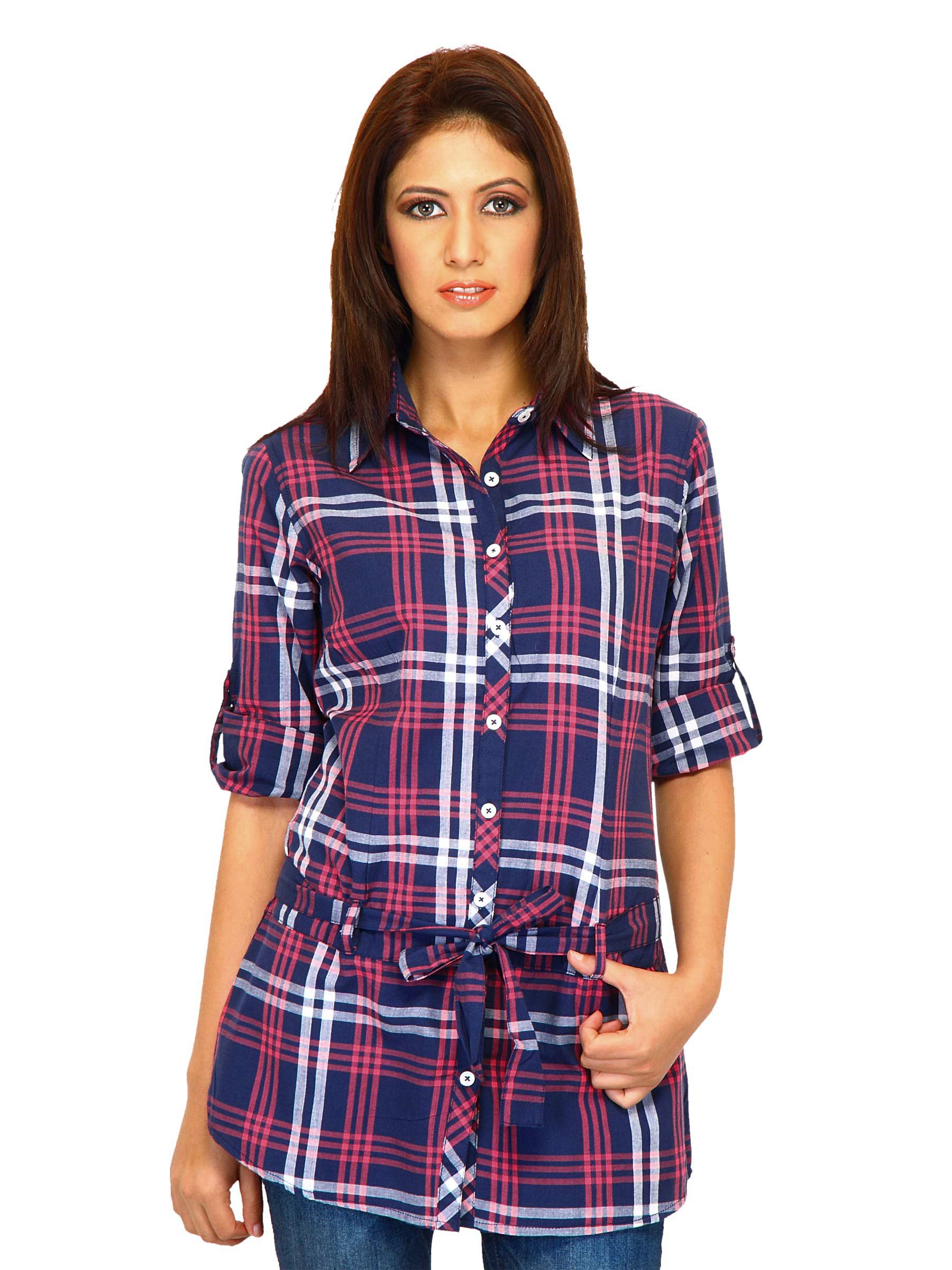 Jealous 21 Women Check Blue Shirt