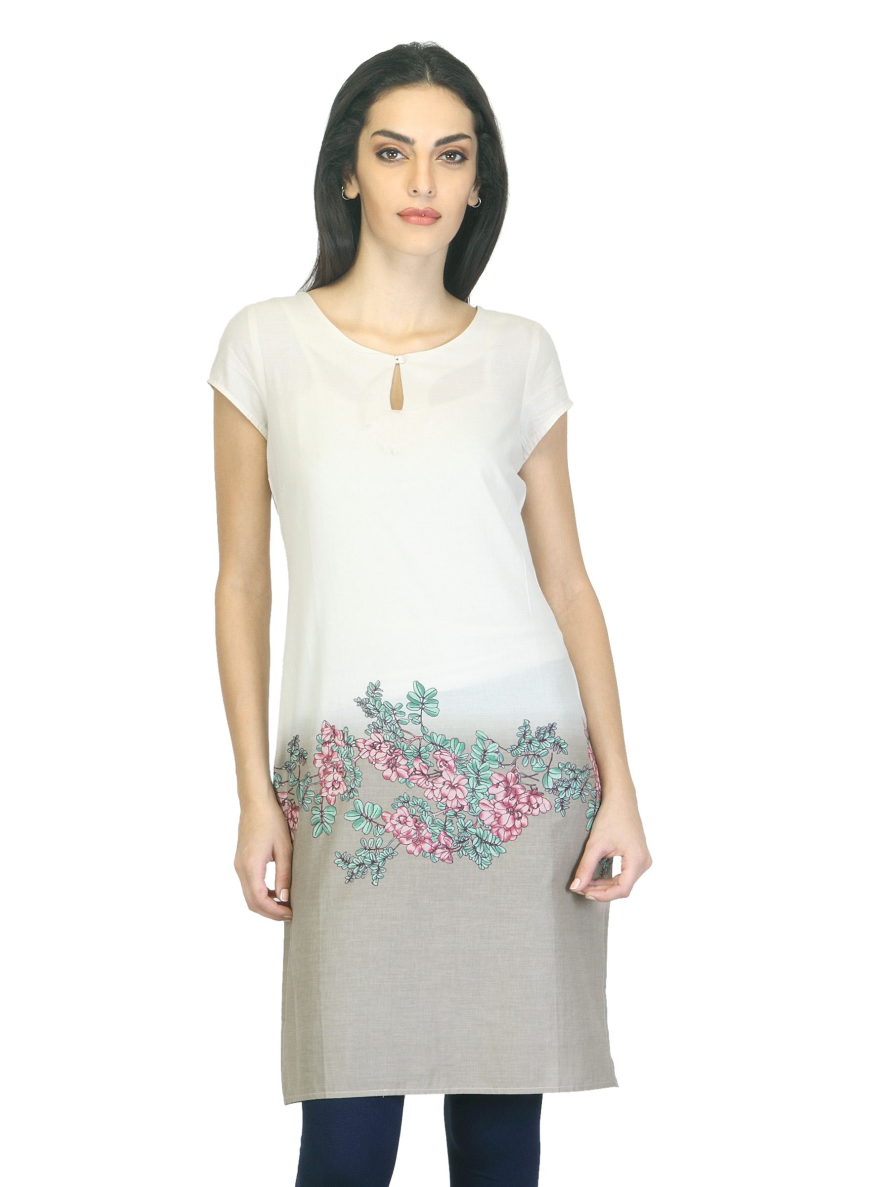 W Women Printed Cream Kurta