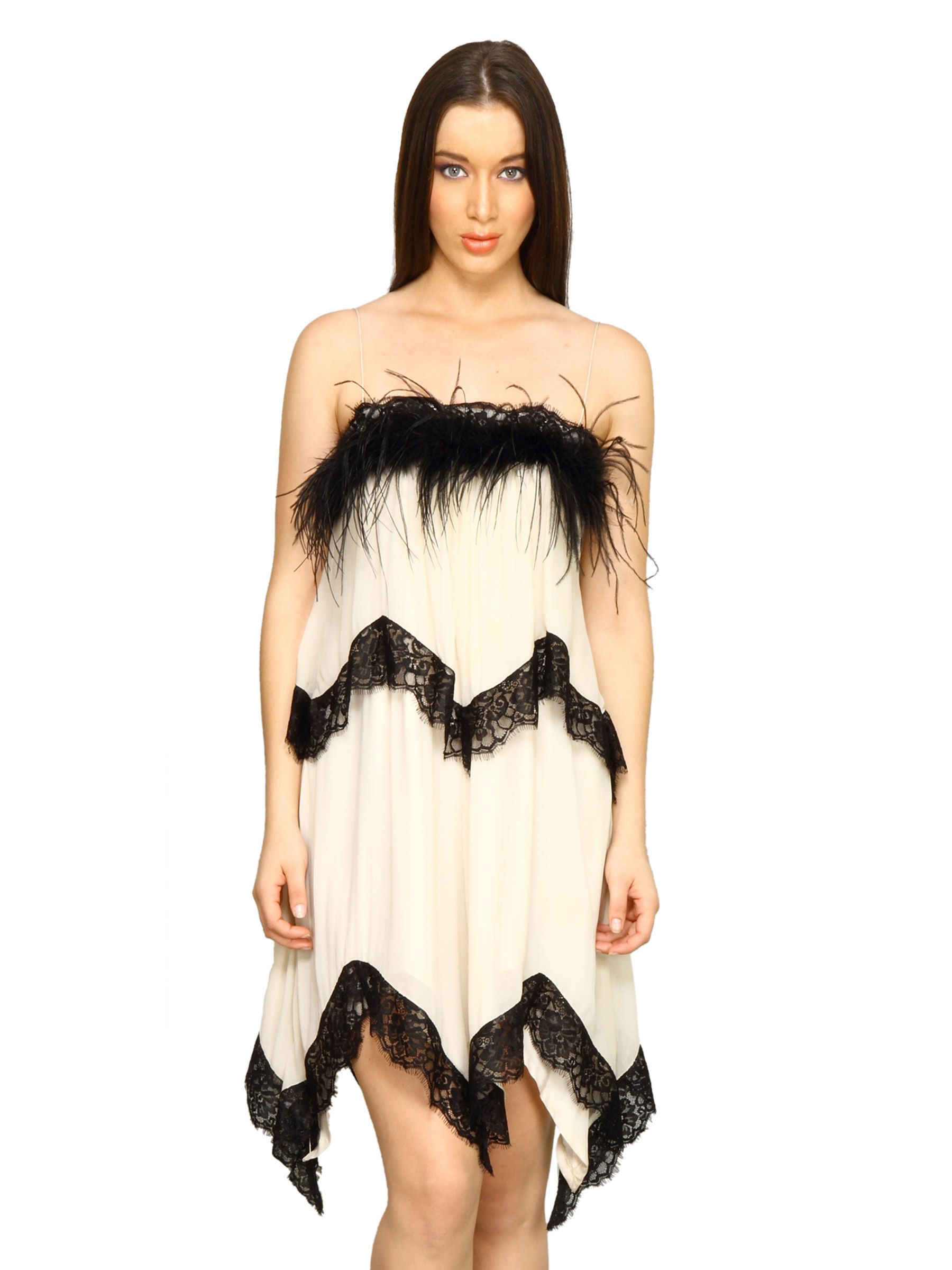 Forever New Women Cream Fur Dress