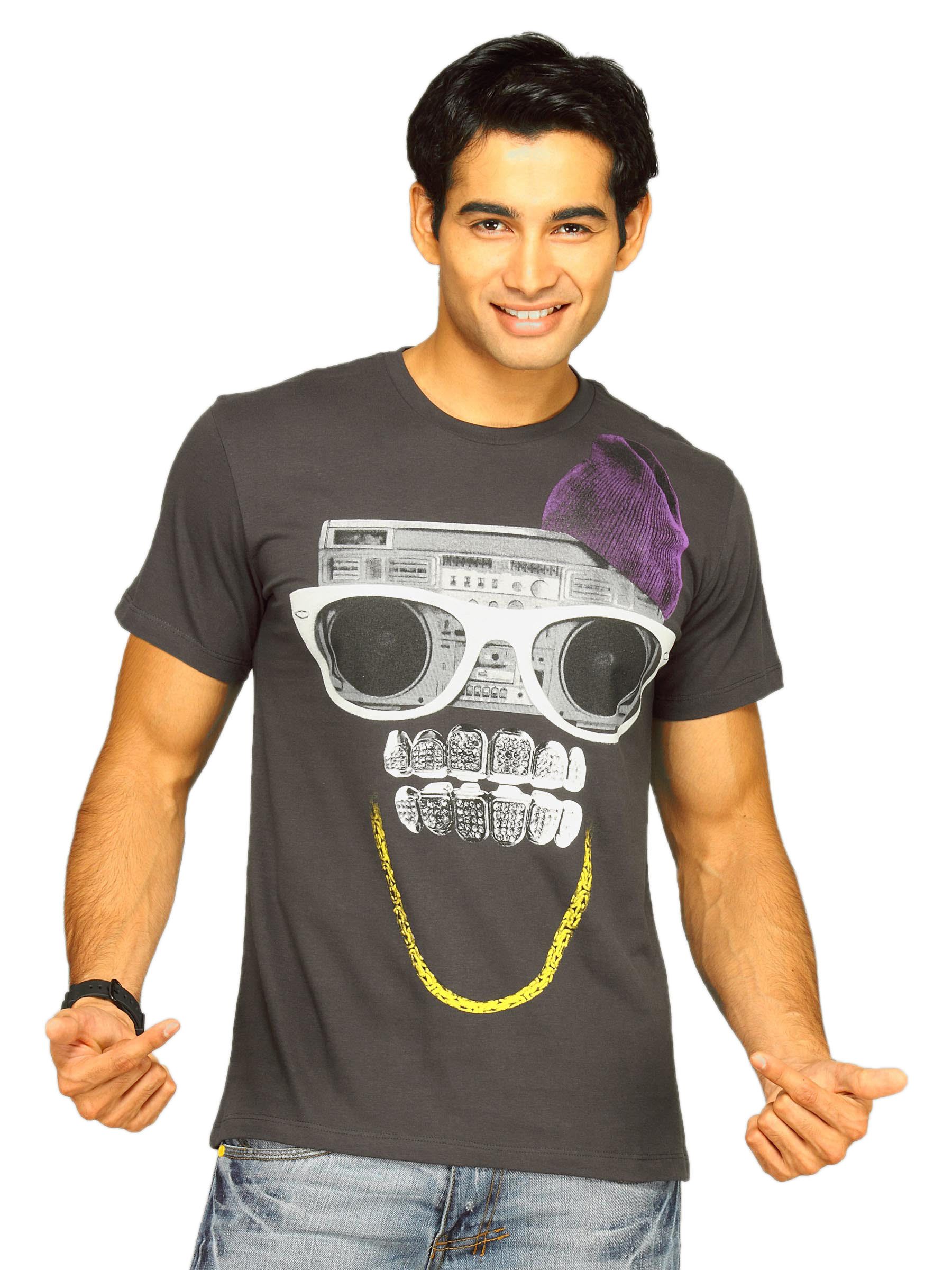 Free Authority Men's Hip Skull Cool Charcoal T-shirt