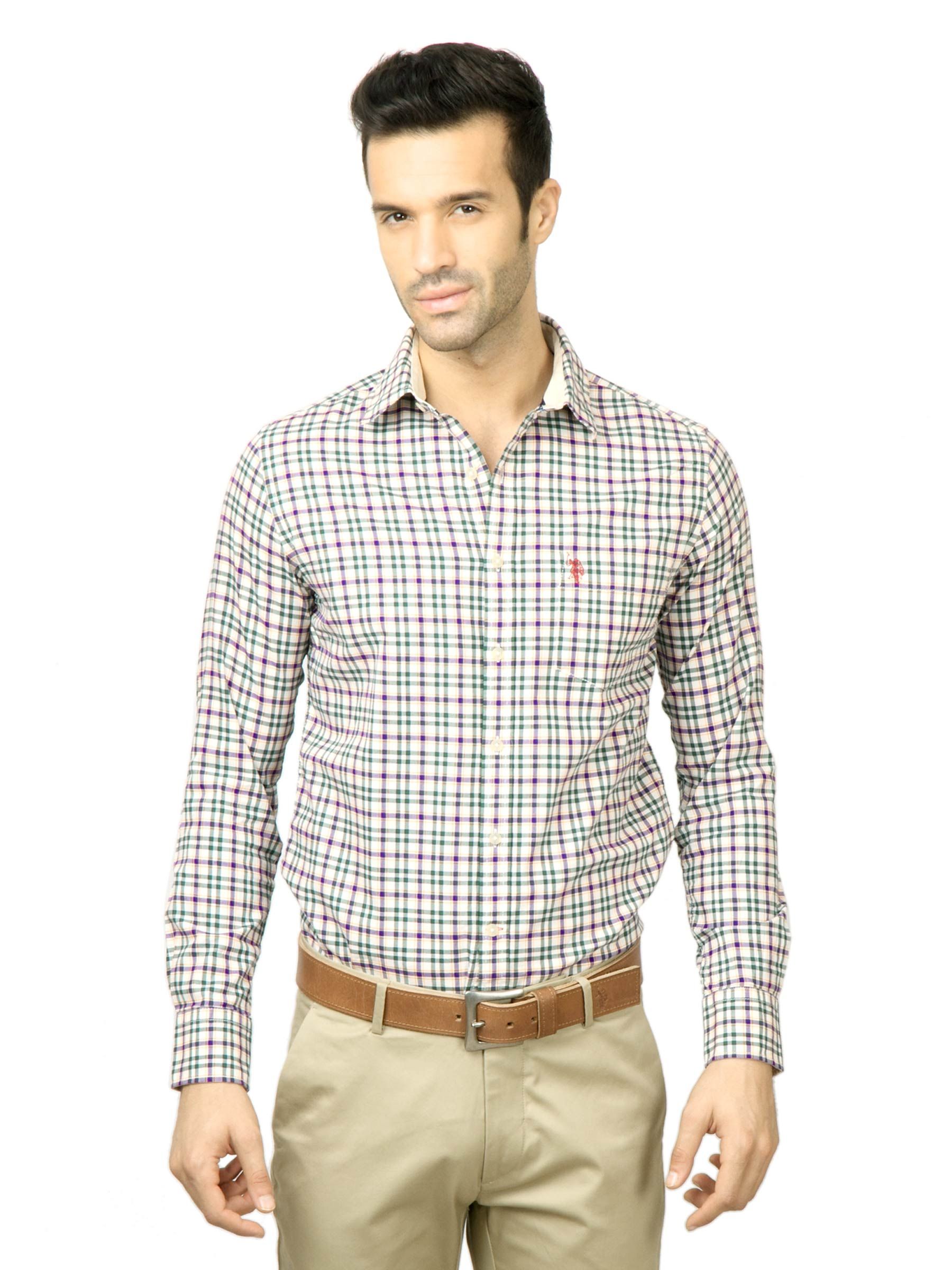 U.S. Polo Assn. Men Check Green Shirt