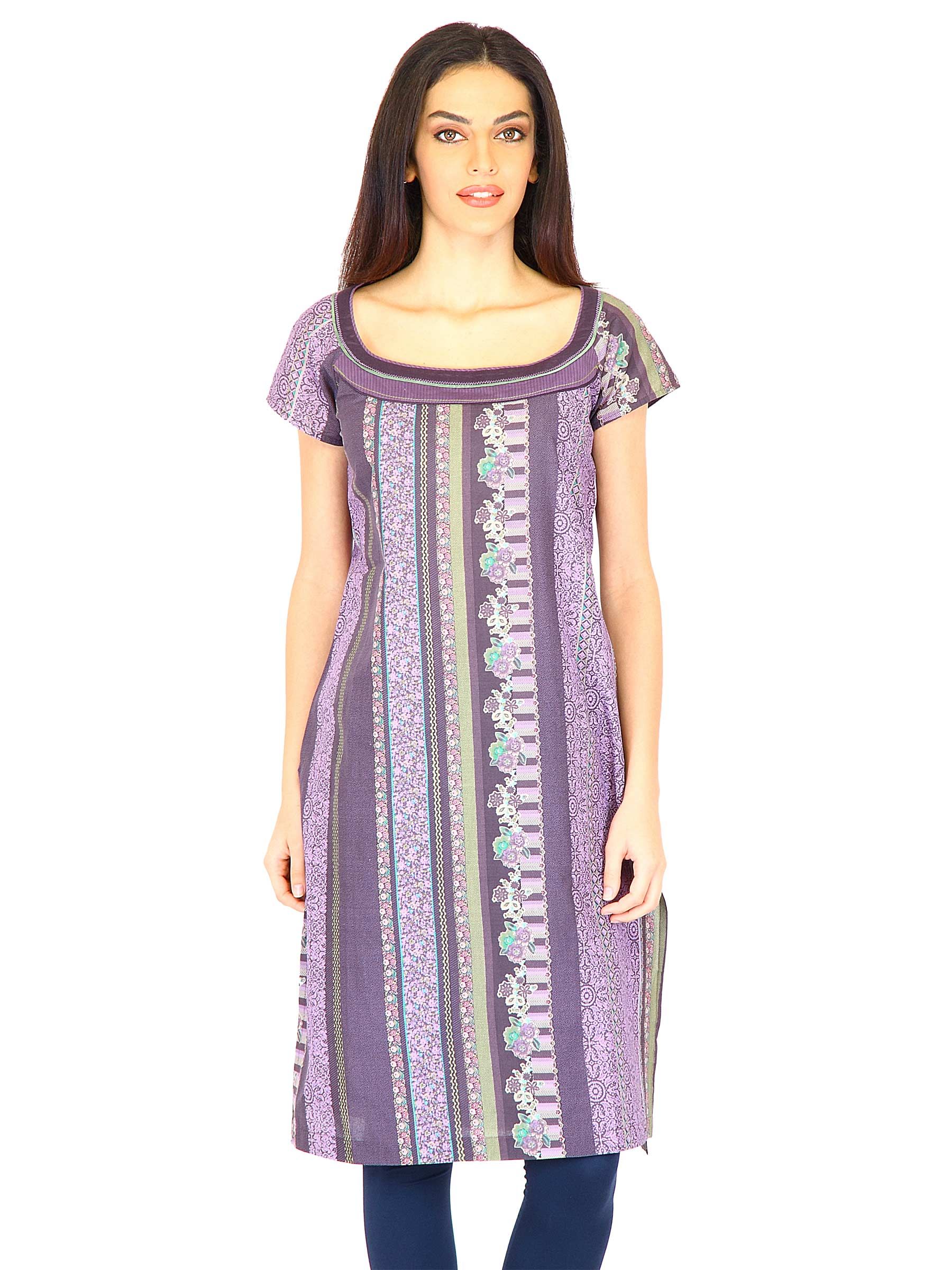 W Women Printed Purple Kurtas