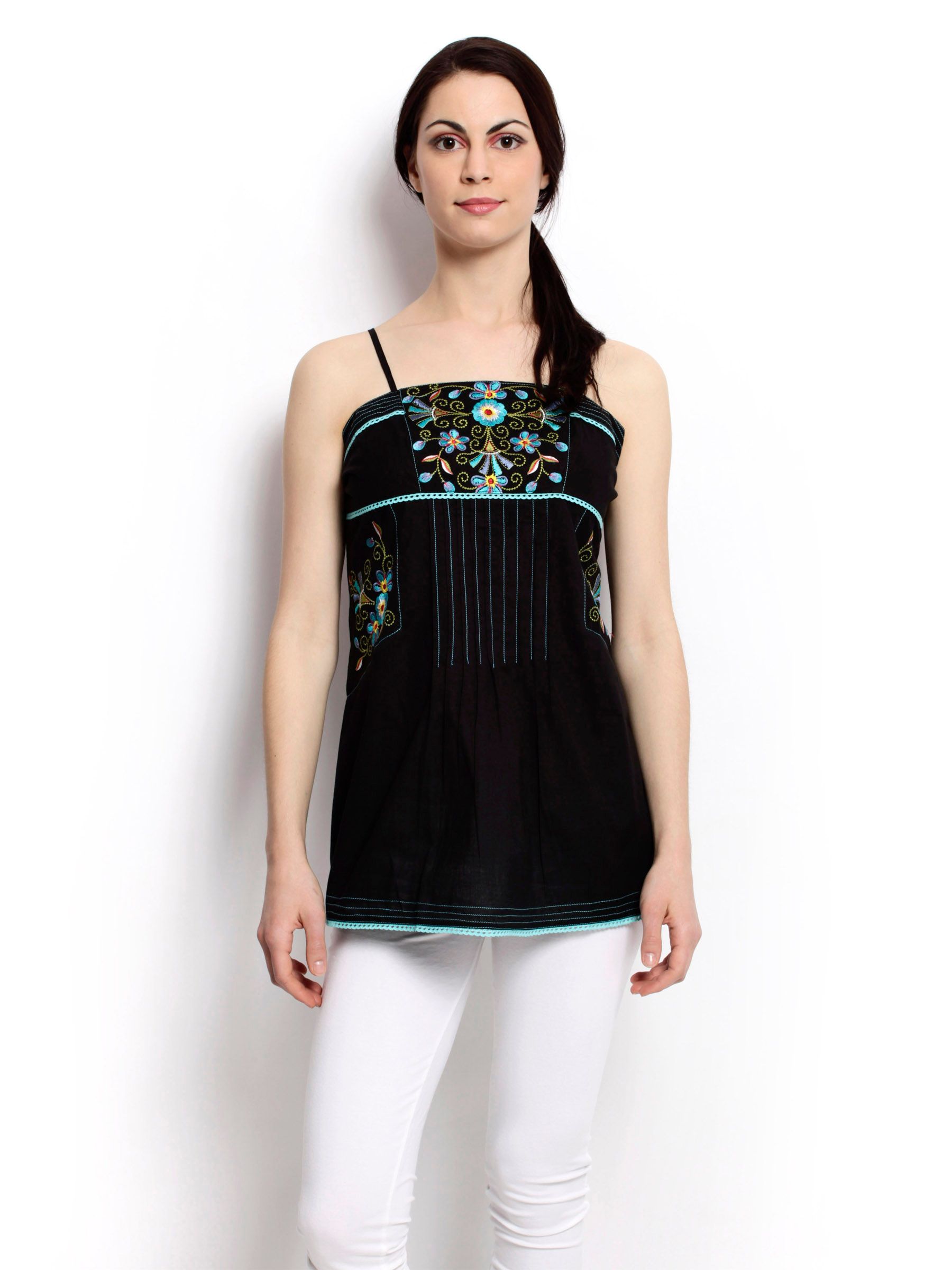 Global Desi Women Solid Black Top