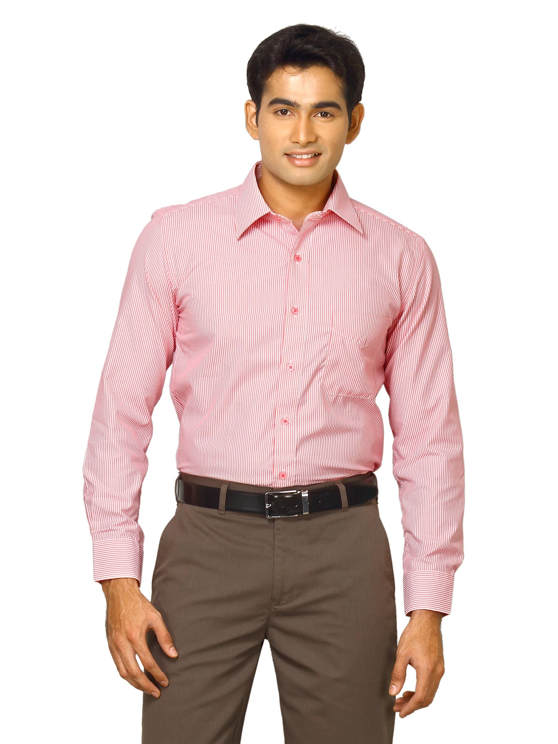 Mark Taylor Men Pink Striped Shirt