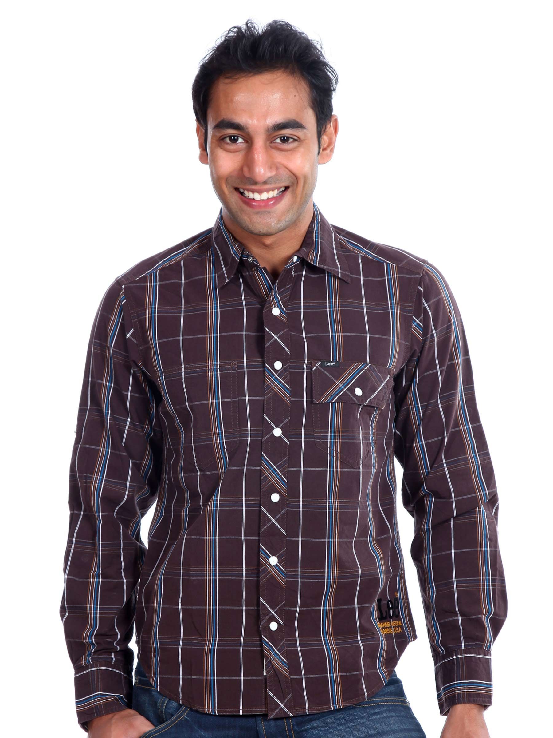 Lee Men Checks Brown Shirt