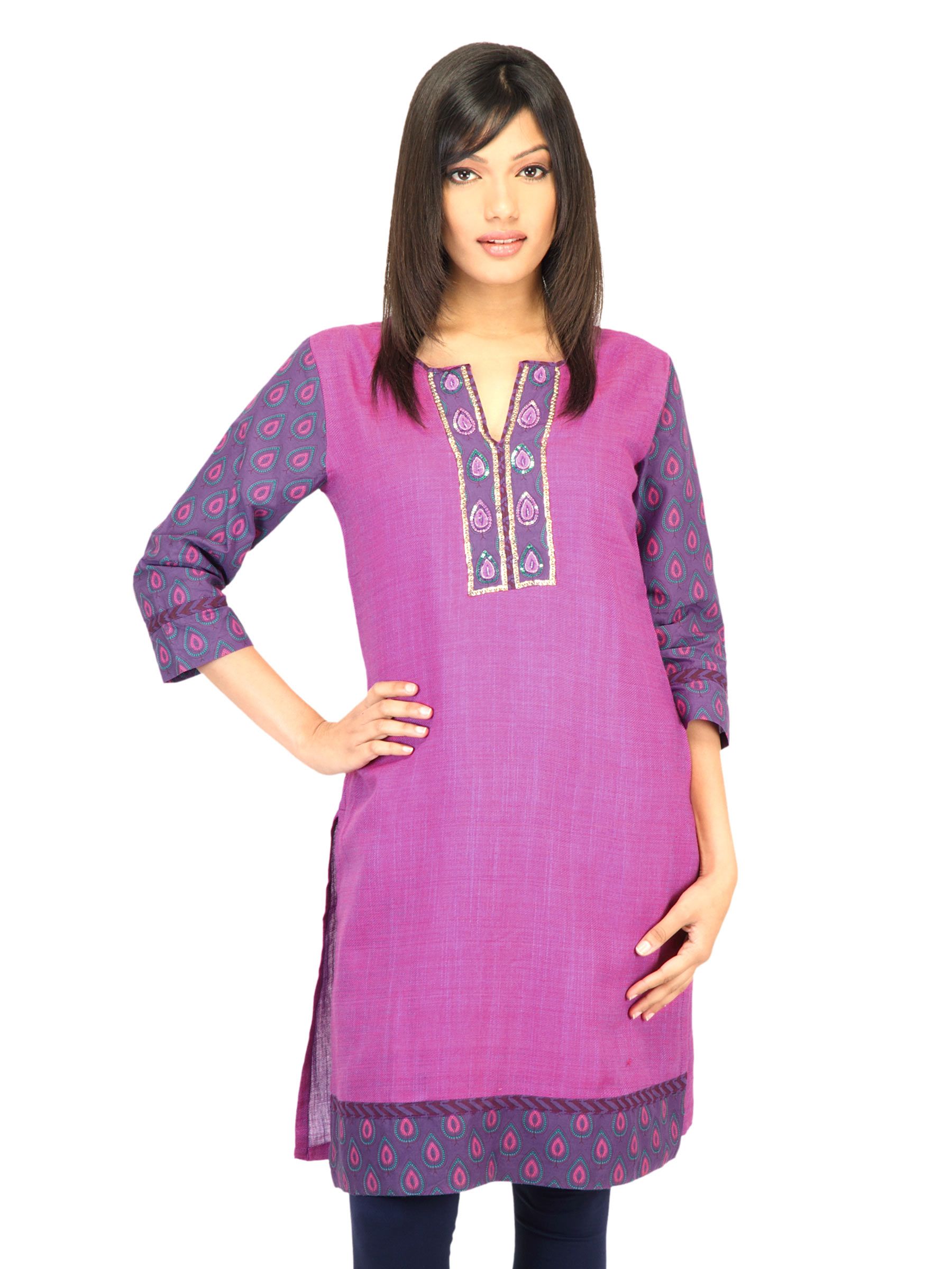 BIBA Women Printed Purple Kurta
