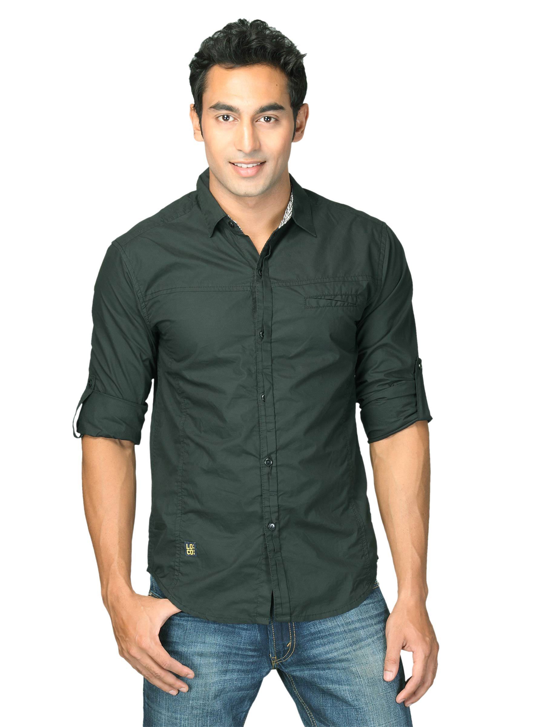 Locomotive Men Solid Poplin Lamech Navy Blue Shirts
