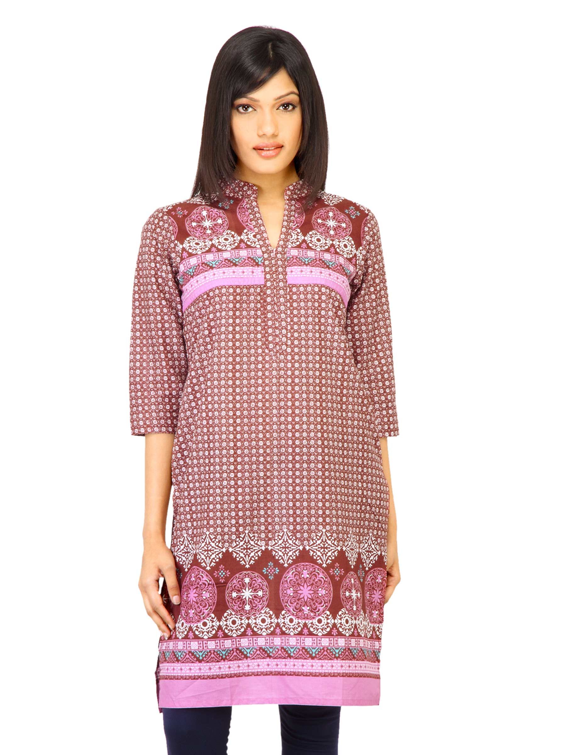 Vishudh Women Printed Brown Kurta