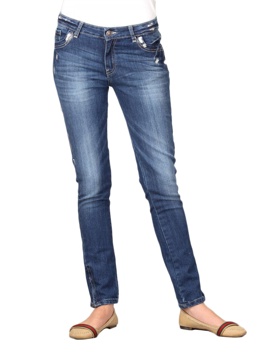 Jealous 21 Women Zipped Ankle Shimmer Blue Jeans