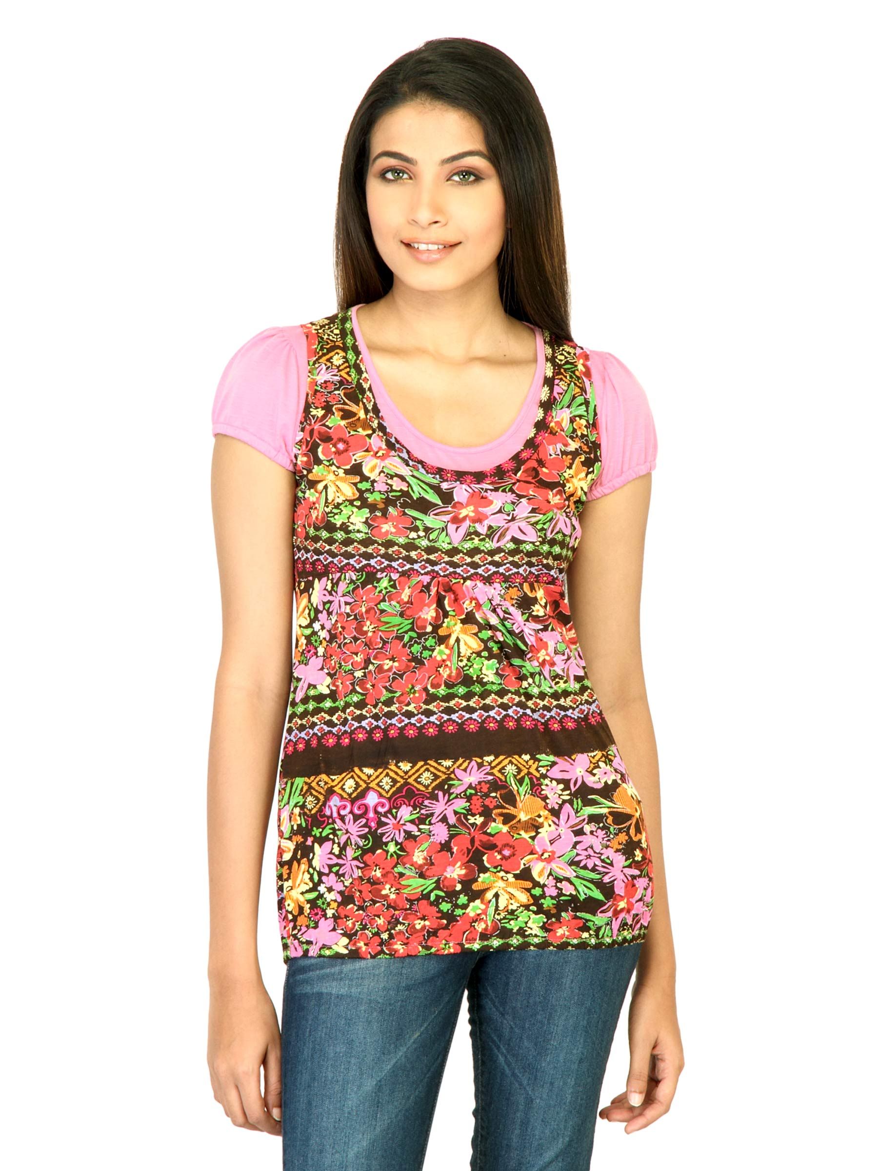 Jealous 21 Women Printed Pink Tops