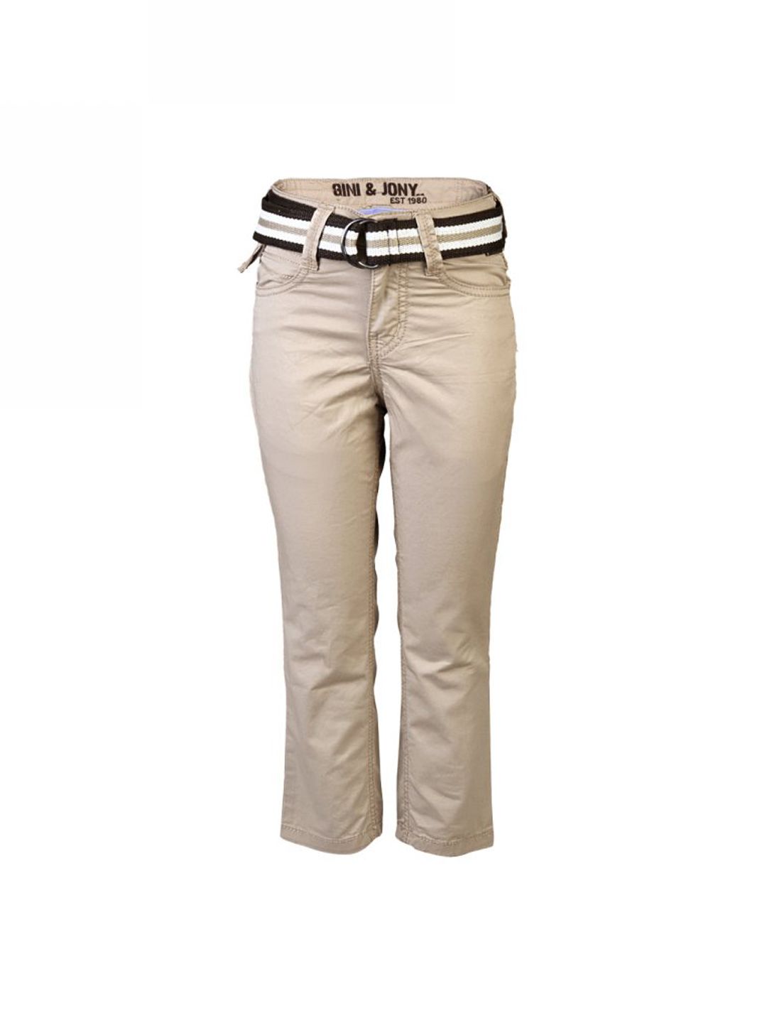 Gini and Jony Kids Solid Beige Trousers