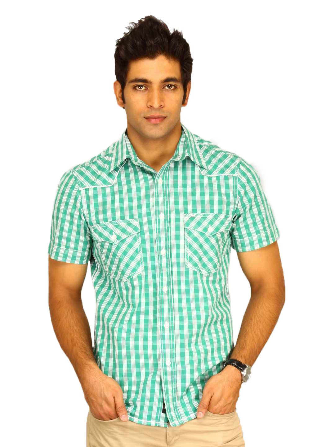 Lee Men Xavier Green White Check Shirt
