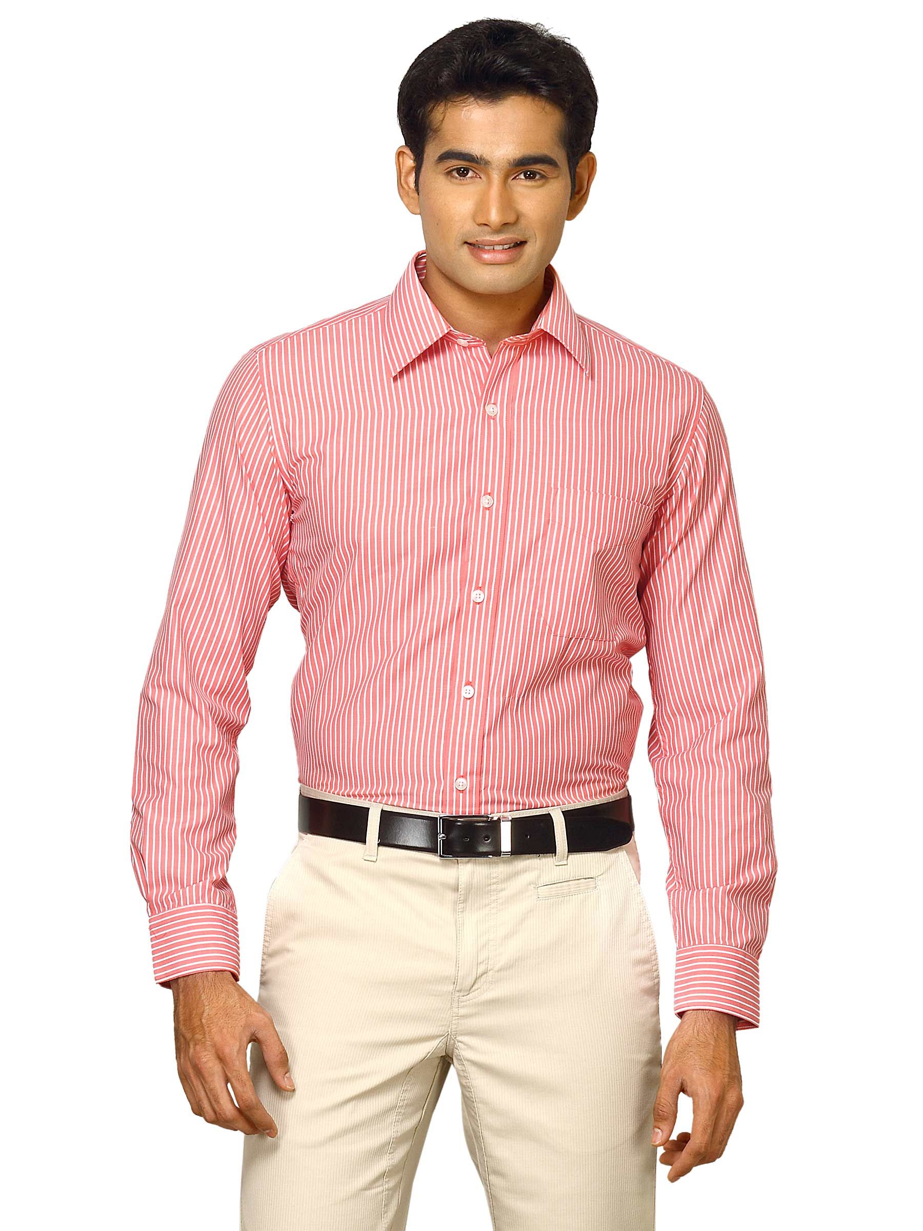 Mark Taylor Men Red Striped Shirt