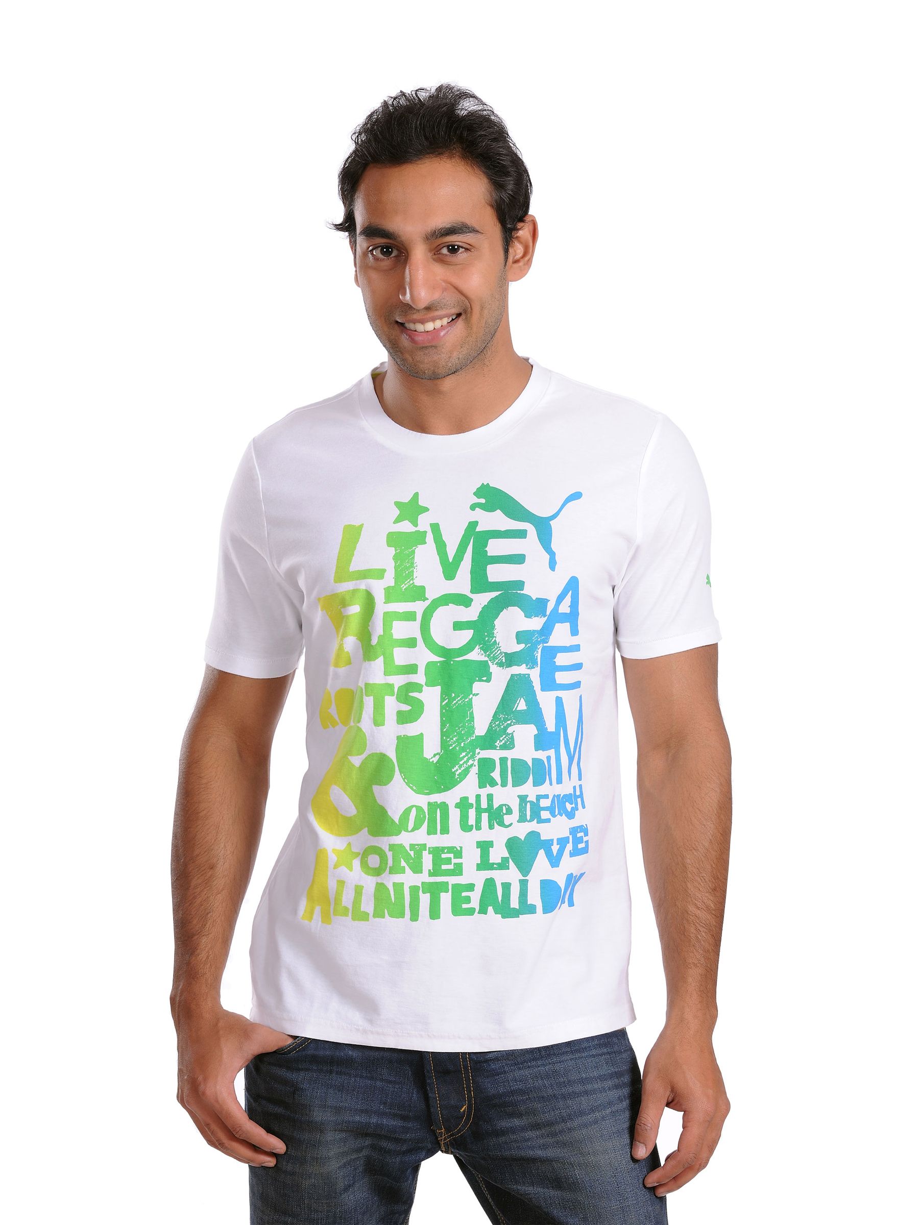 Puma Mens Reggae All Night White T-shirt
