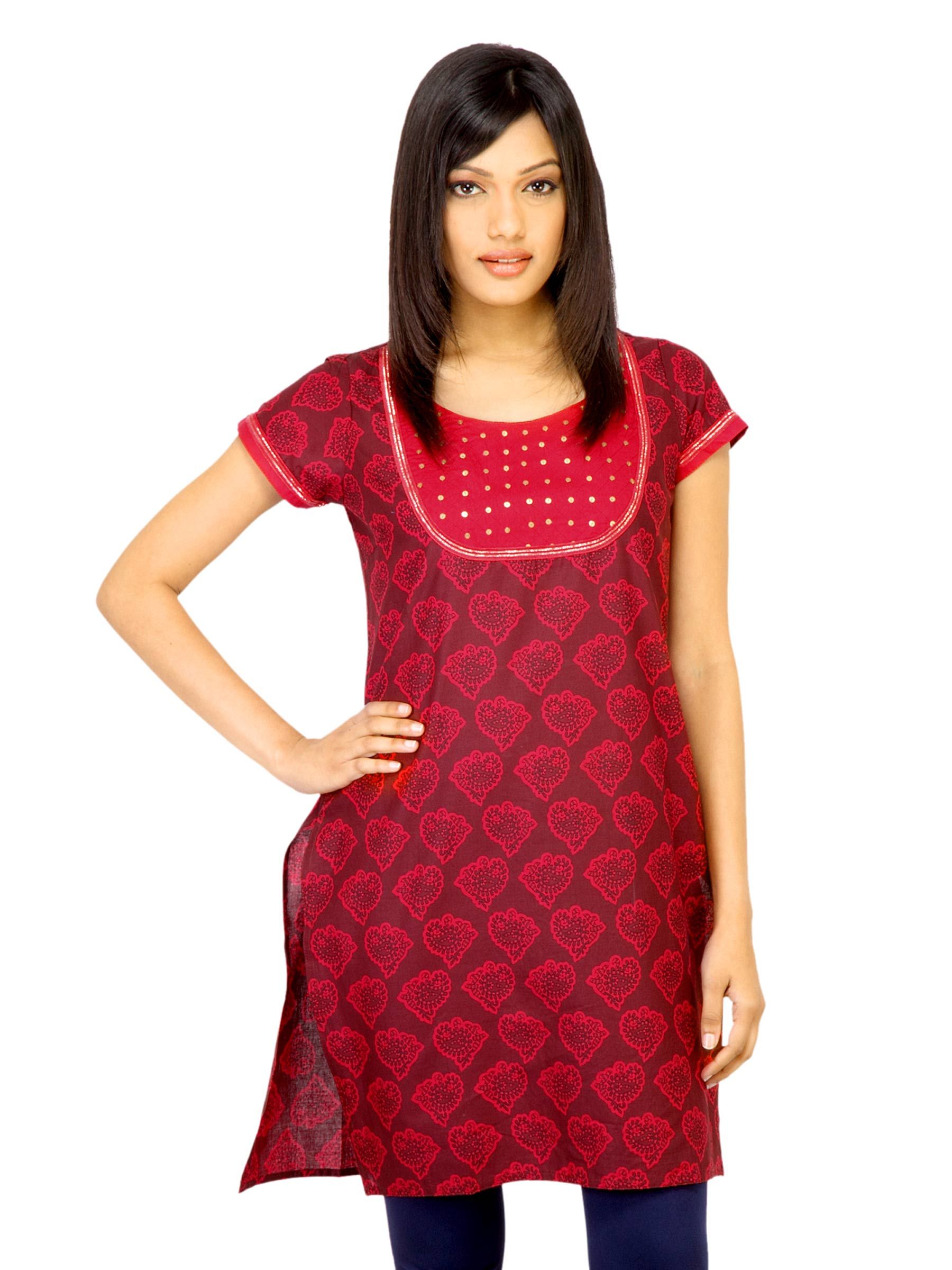Vishudh Women Printed Red Kurta