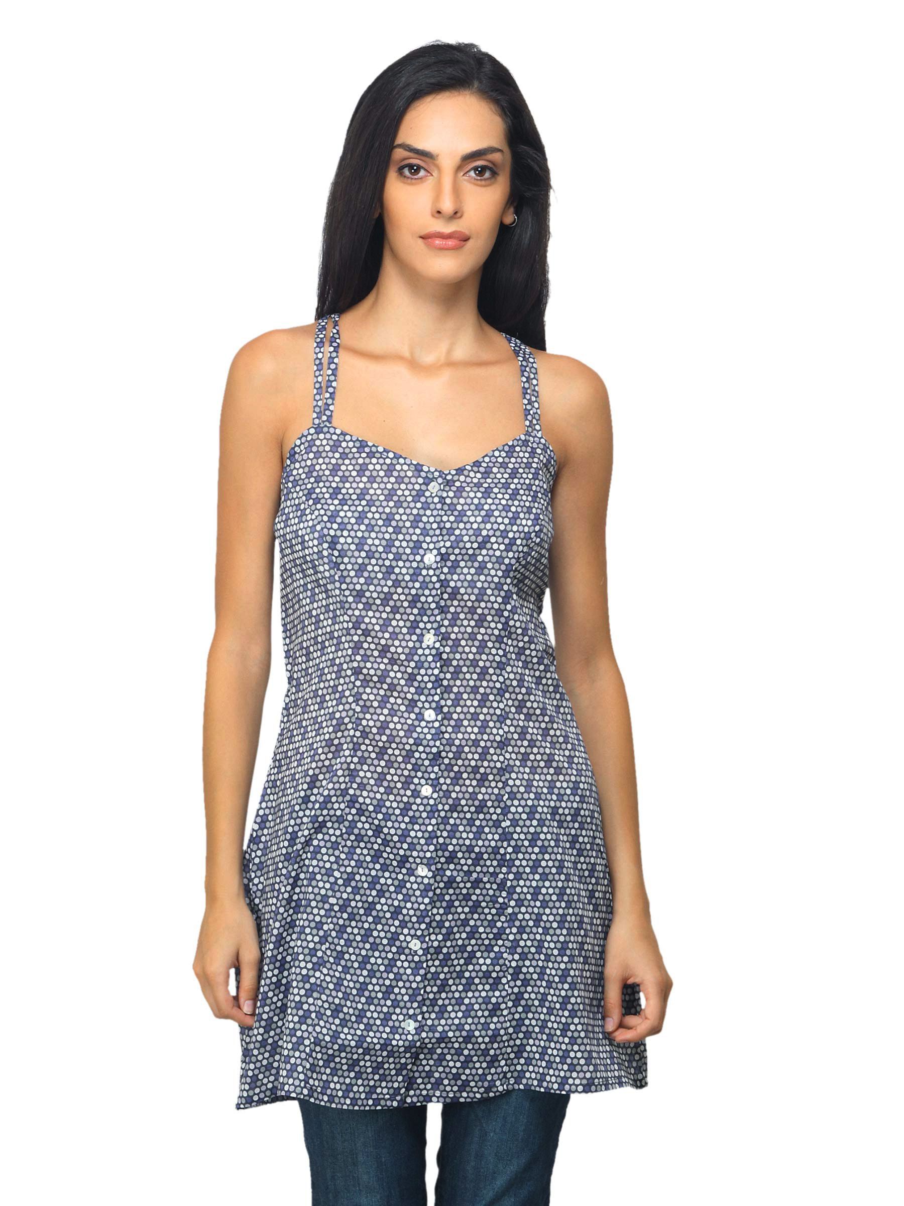 Femella Women Printed Blue Tunic