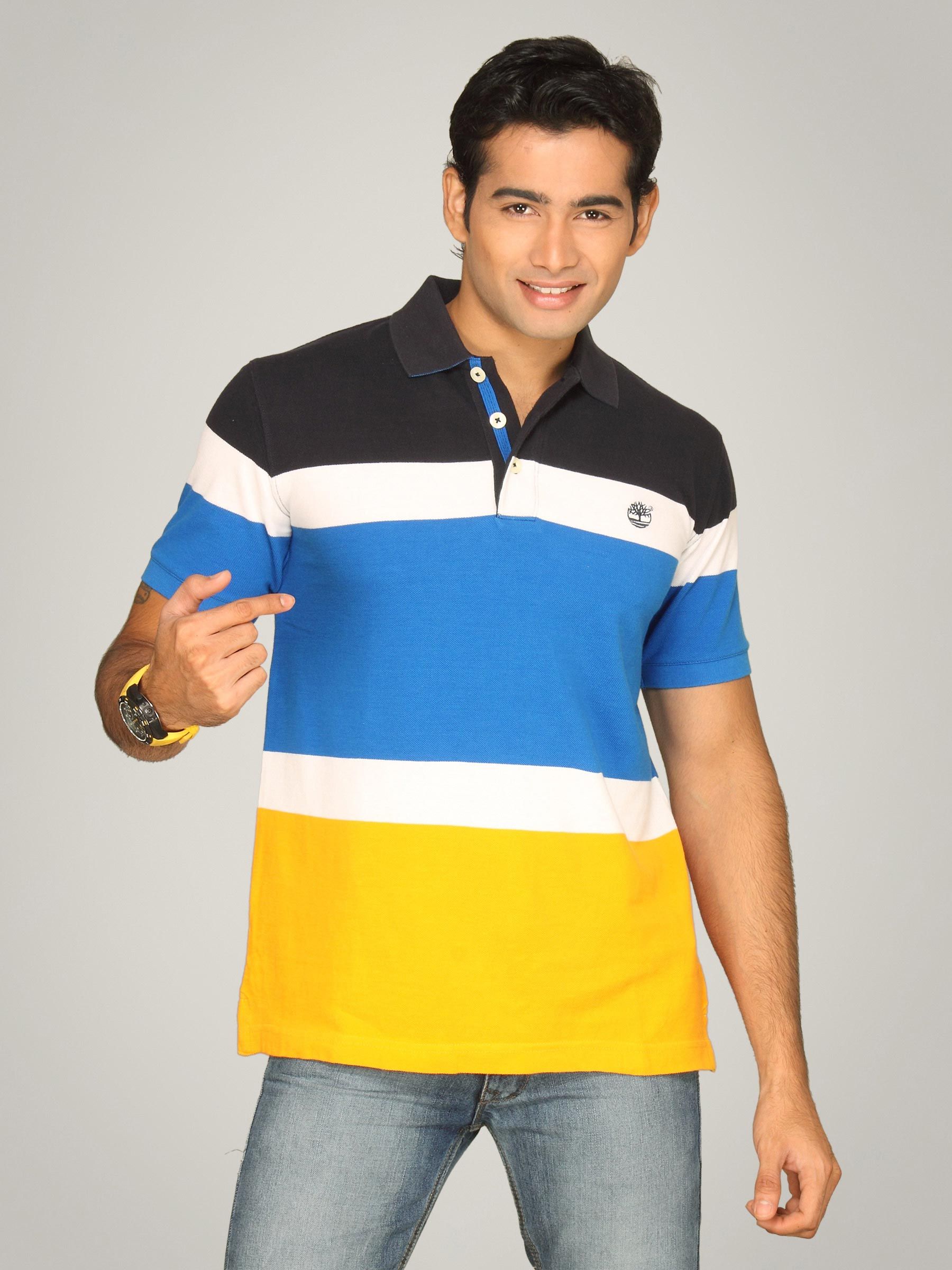 Timberland Men's Asortd Strp Pique Navy T-Shirt