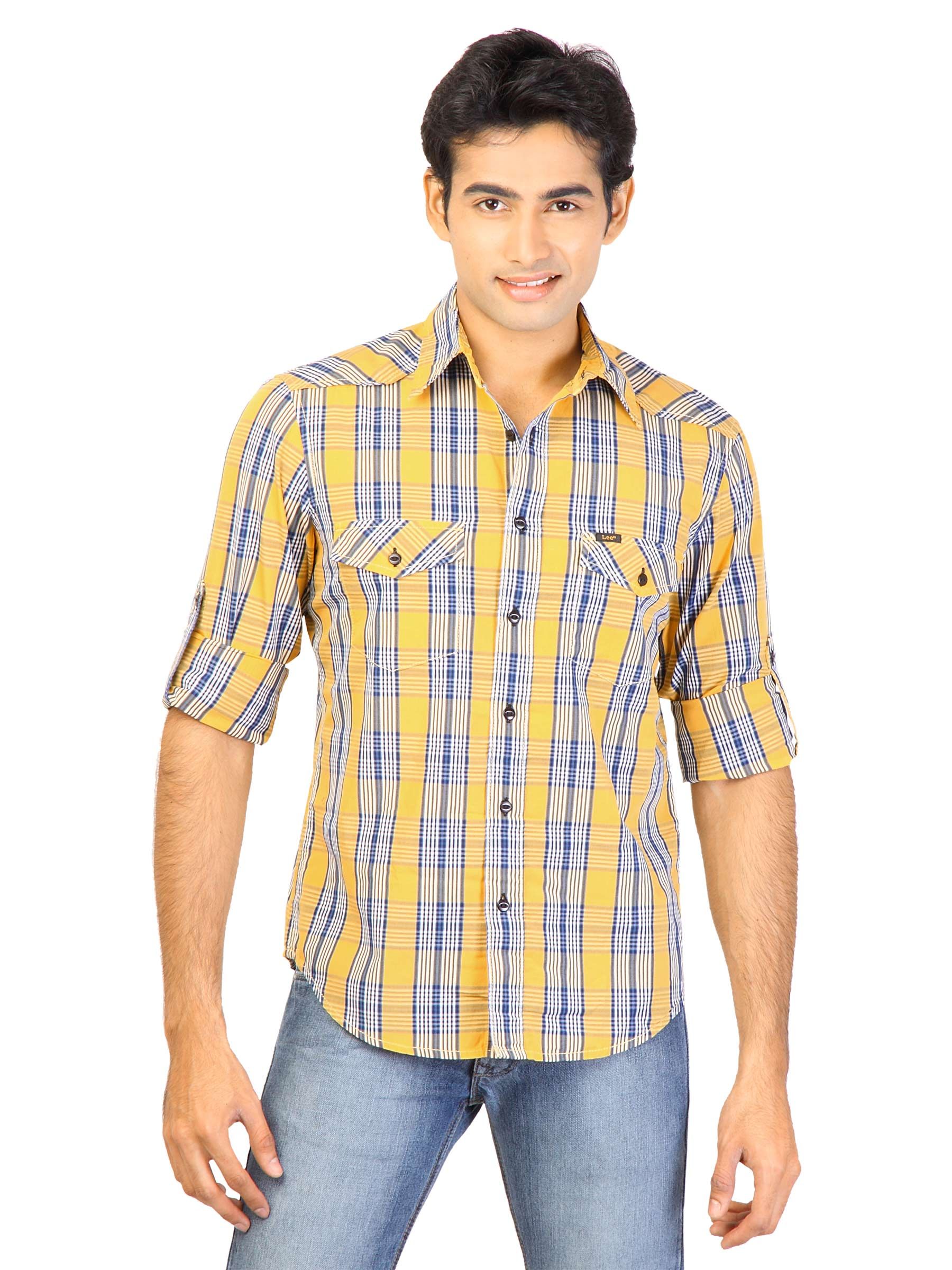 Lee Men Check Yellow Shirts