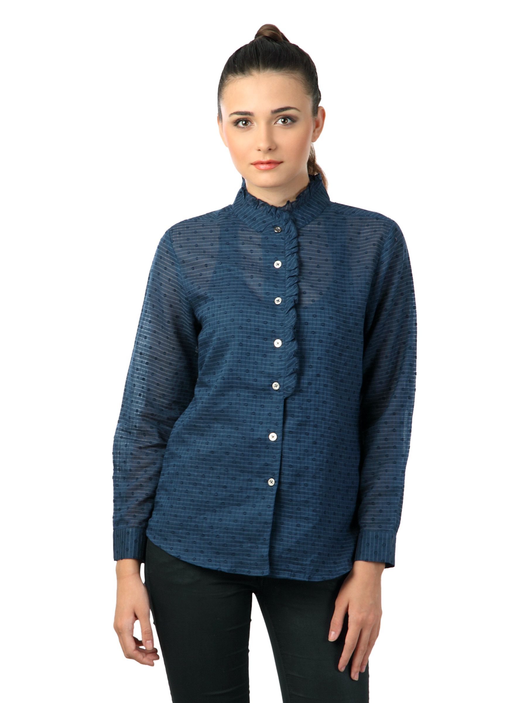 Latin Quarters Women Navy Blue Shirt