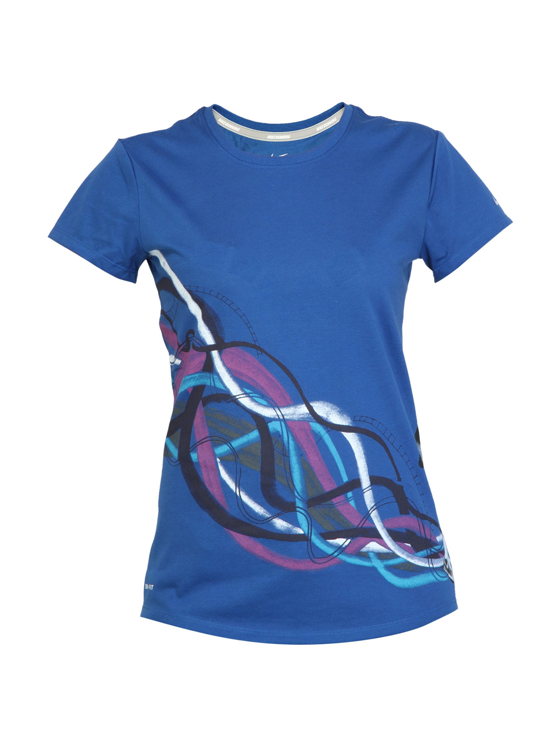 Nike Women Printed Blue Tshirts
