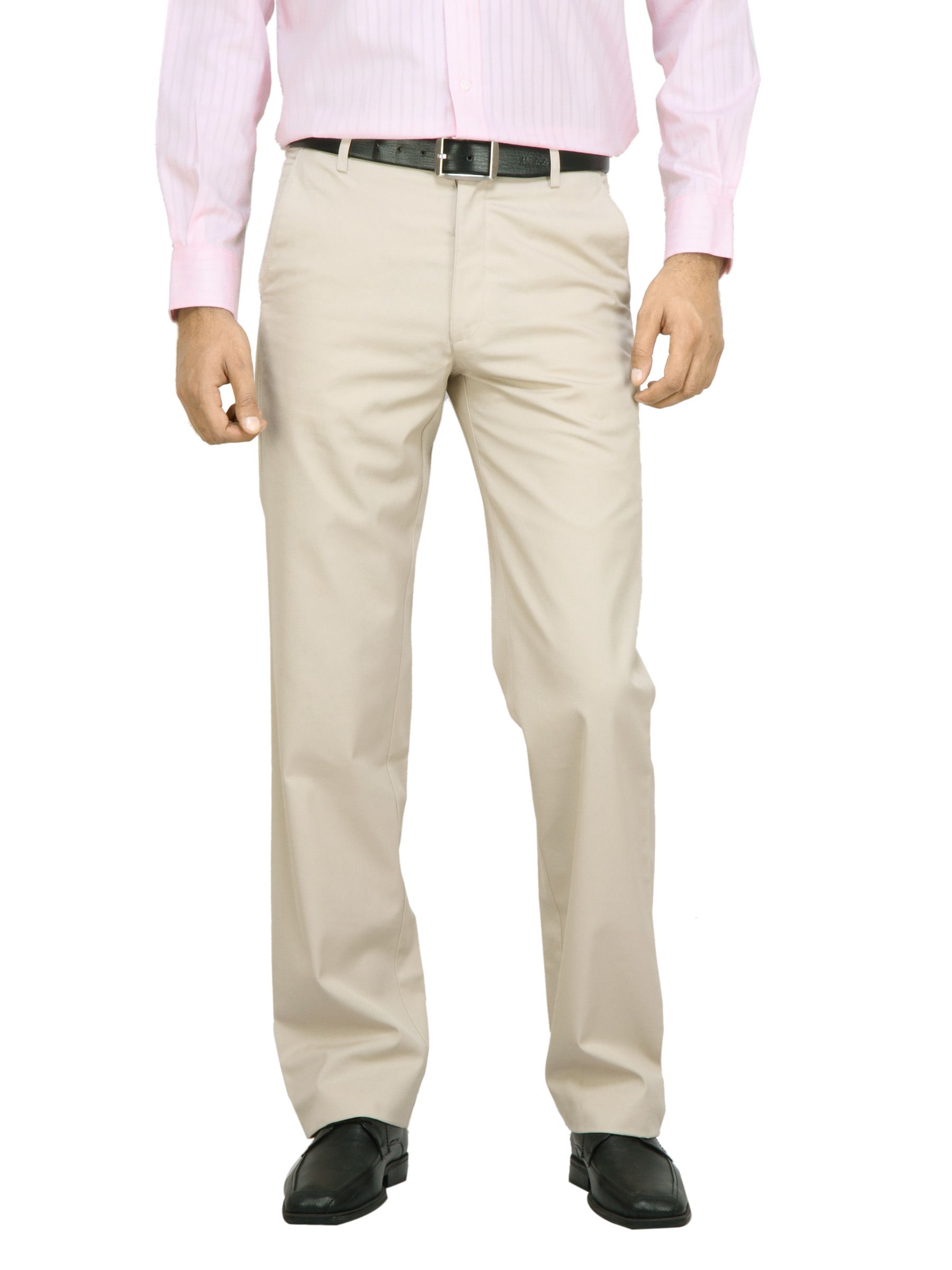 Arrow Men Beige Solid Trousers