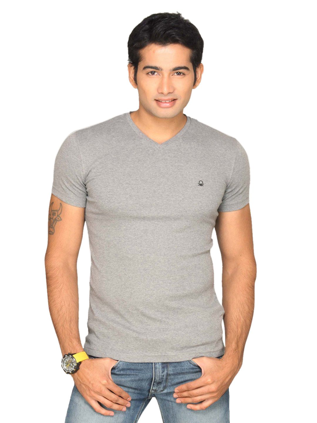 UCB Men's Contrast Logo Grey T-shirt