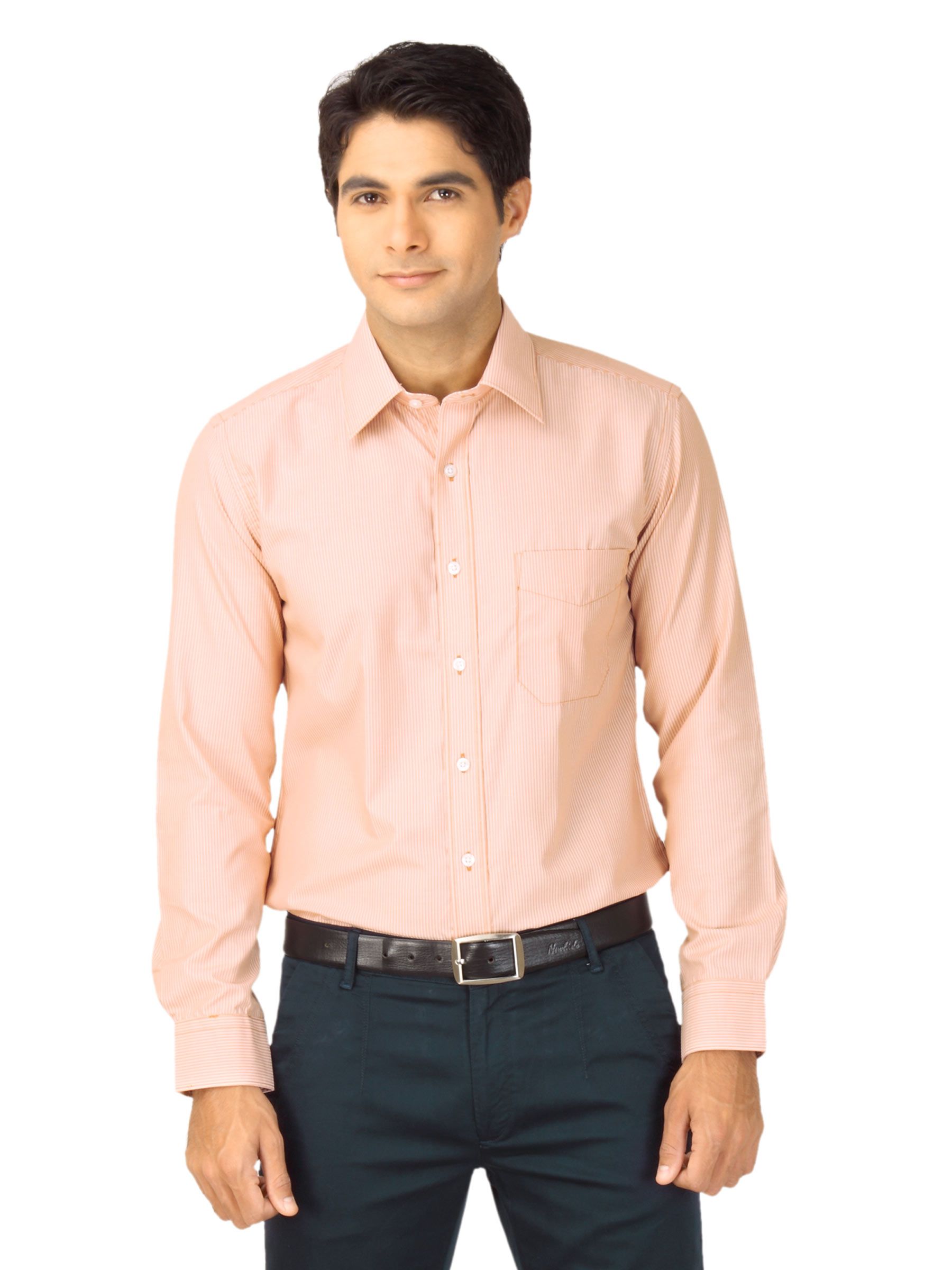 Mark Taylor Men Orange & White Striped Shirt