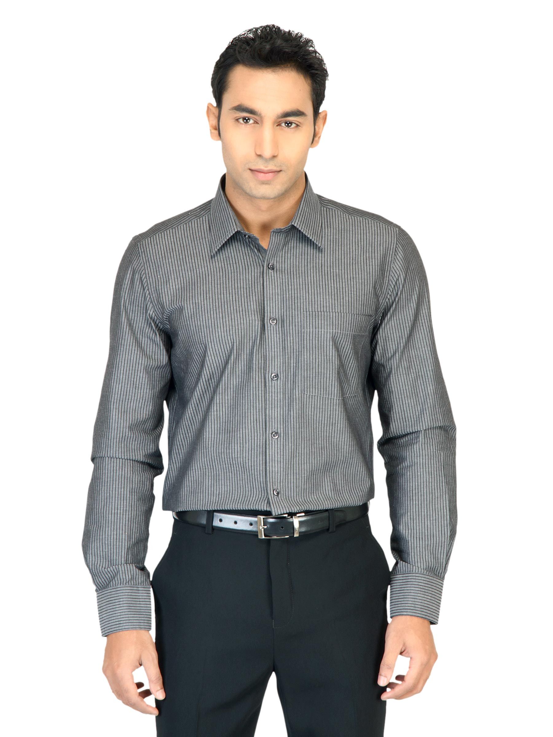 Turtle Stripes Men Grey Shirt