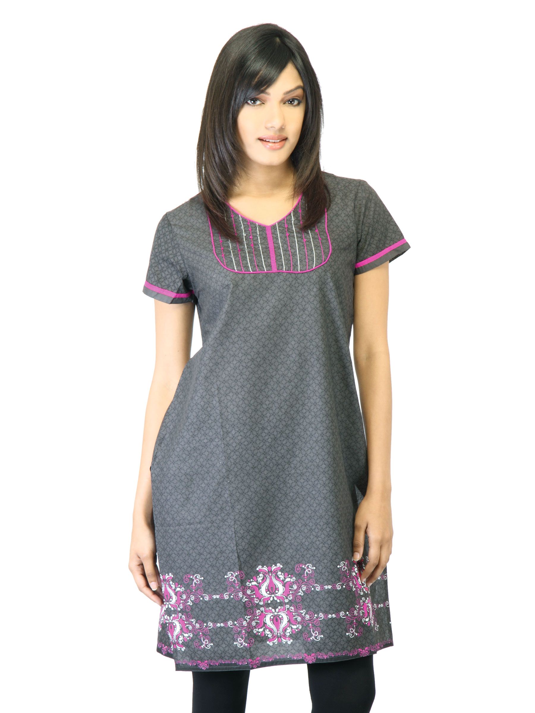 Folklore Women Black Printed Kurta