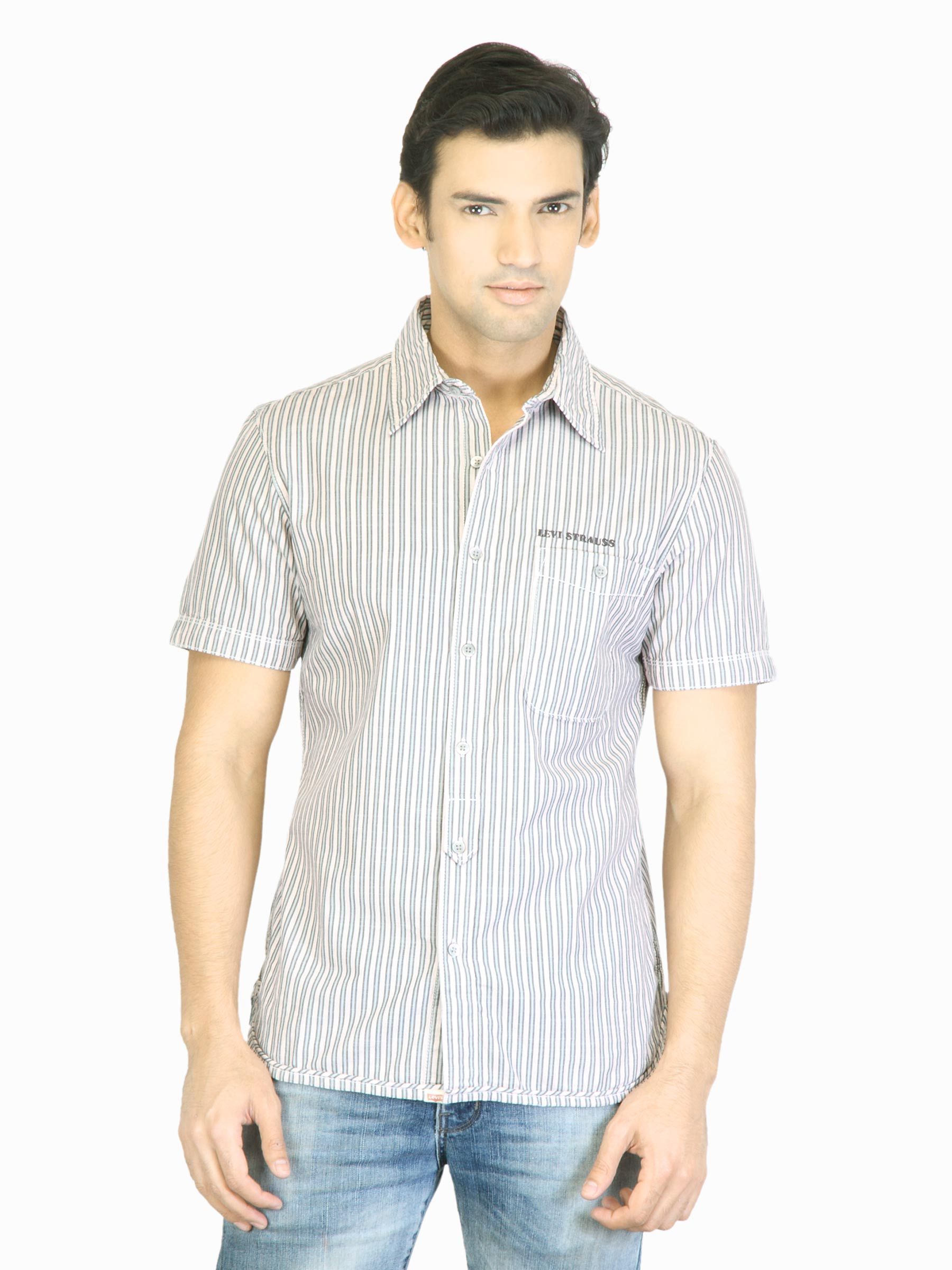 Levis Men Striped Grey Shirt