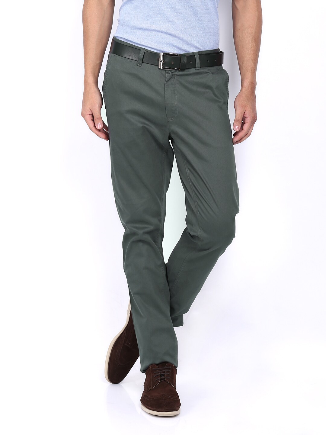 Allen Solly Men Charcoal Grey Ultra Slim Fit Trousers 