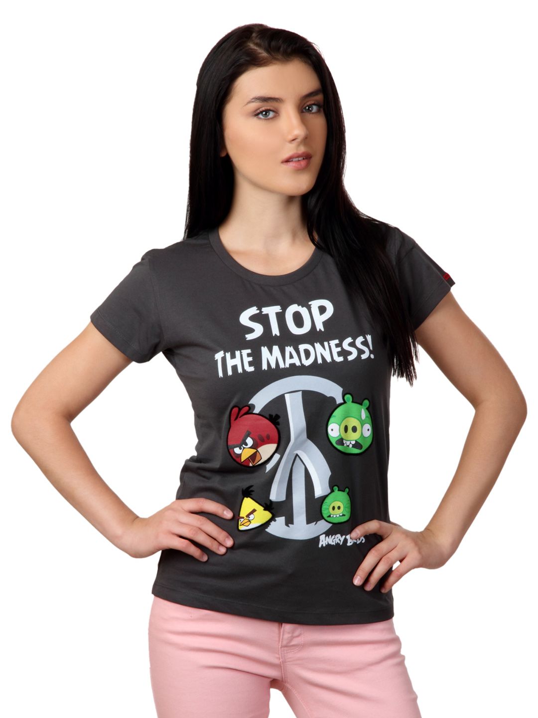 Angry Birds Women Charcoal T-shirt