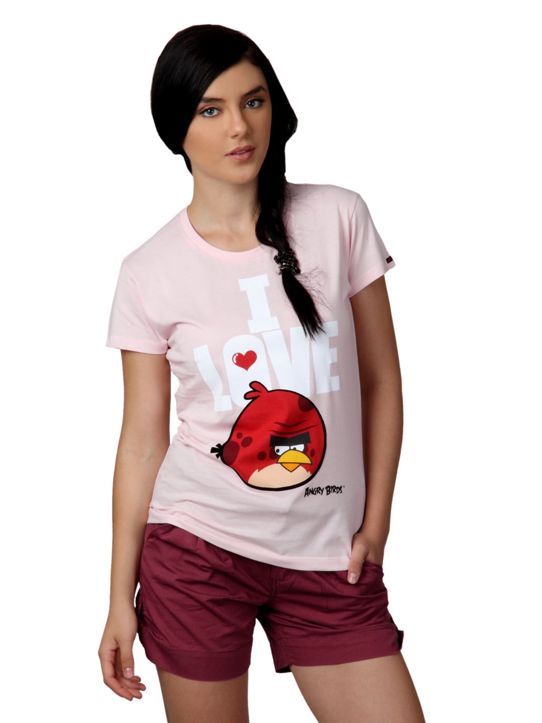 Angry Birds Women Pink T-shirt