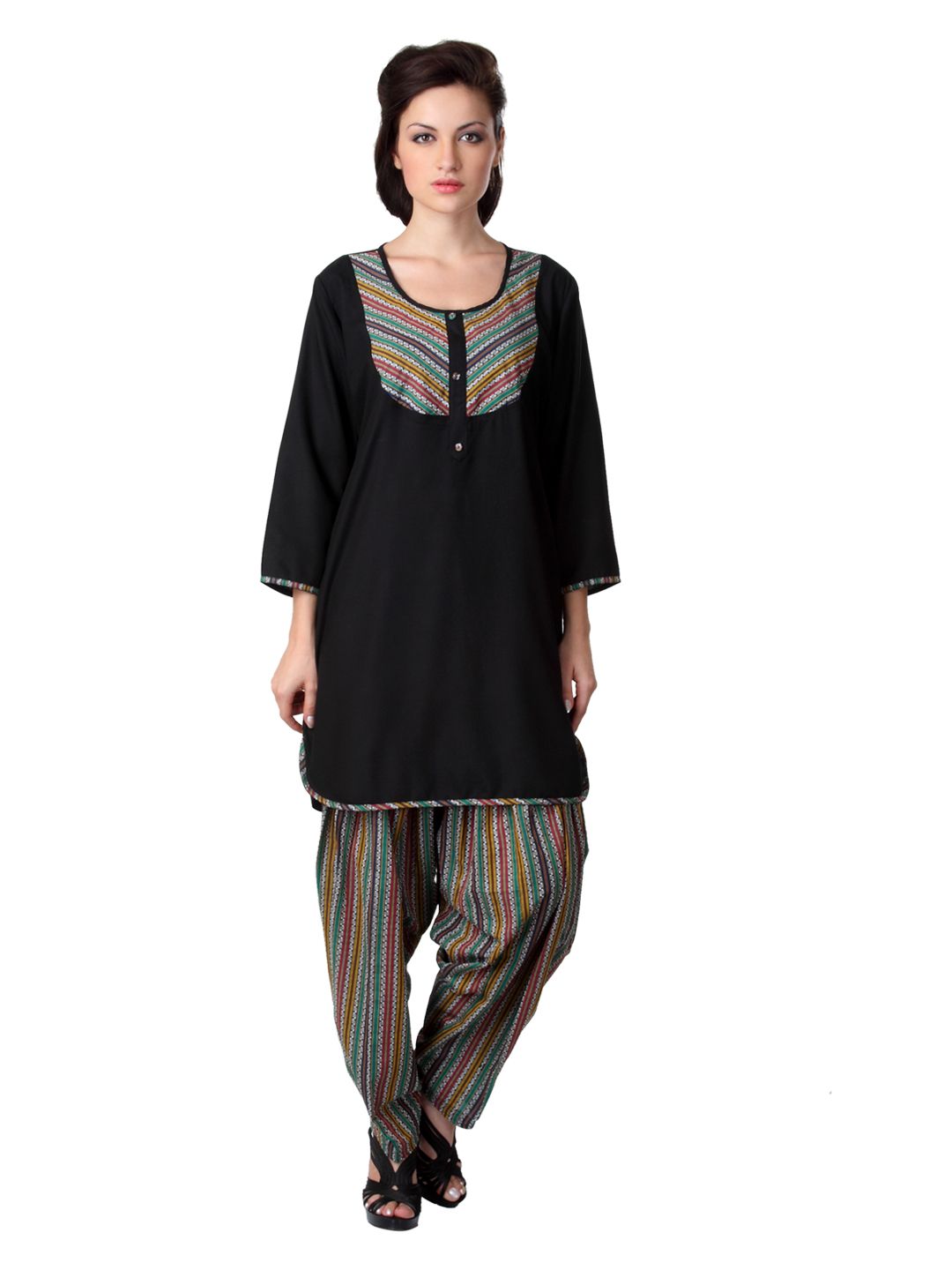 Ayaany Women Black Patiala Kurta Set