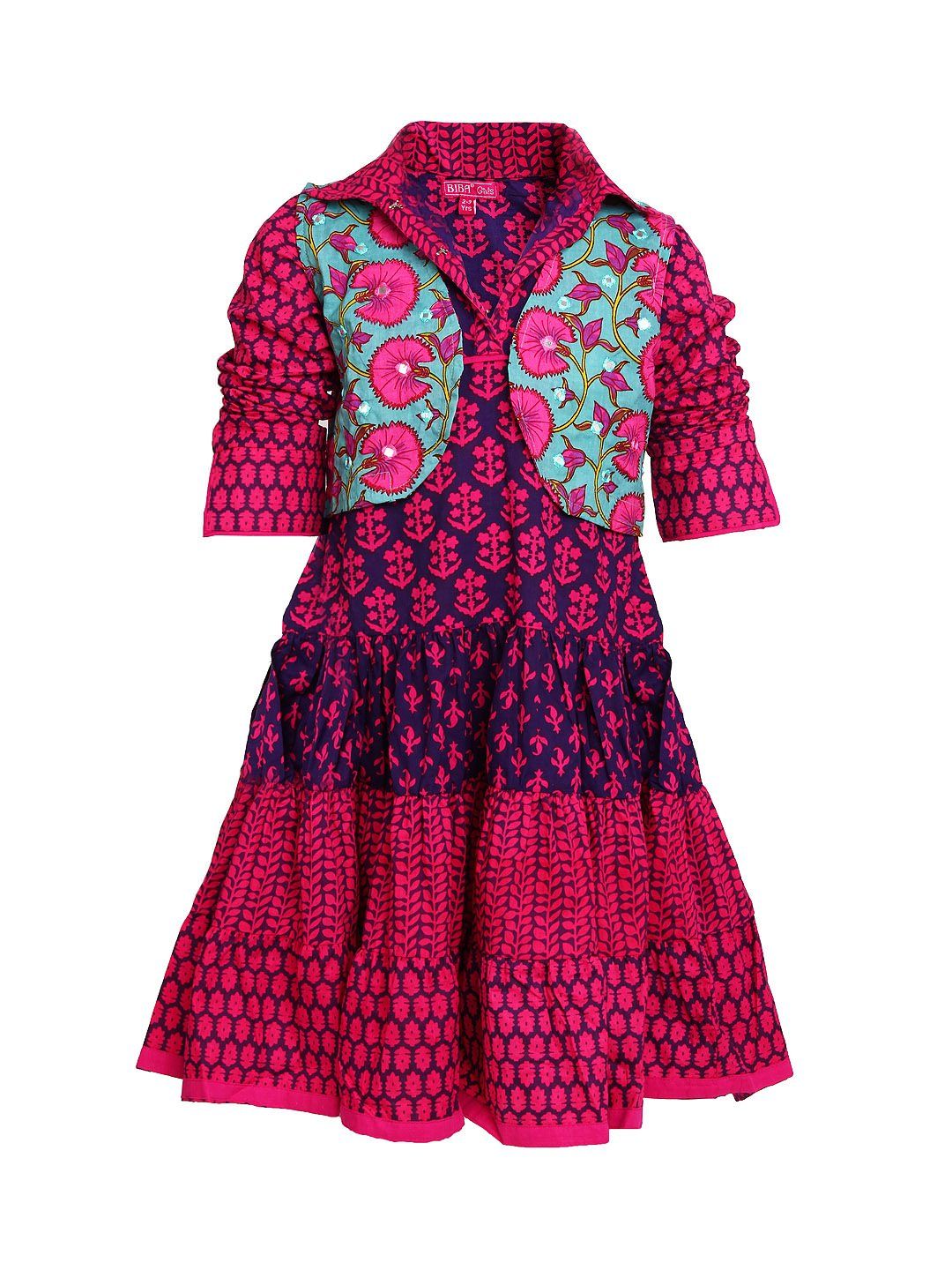 Buy BIBA Girls Purple & Pink Printed Dress 379 Apparel for Girls