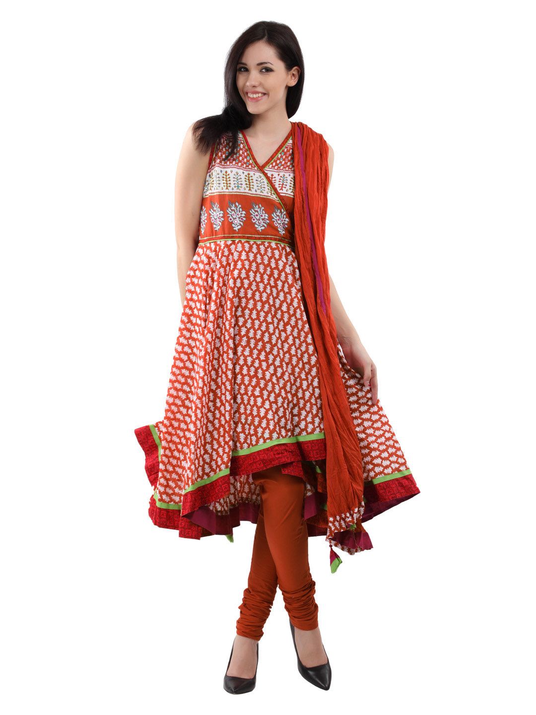 Buy BIBA OUTLET Women Orange Churidar Kurta Set Churidar Kurta for
