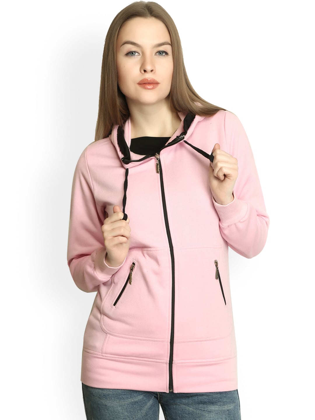 Belle Fille Women Pink Hooded Sweatshirt Price in India